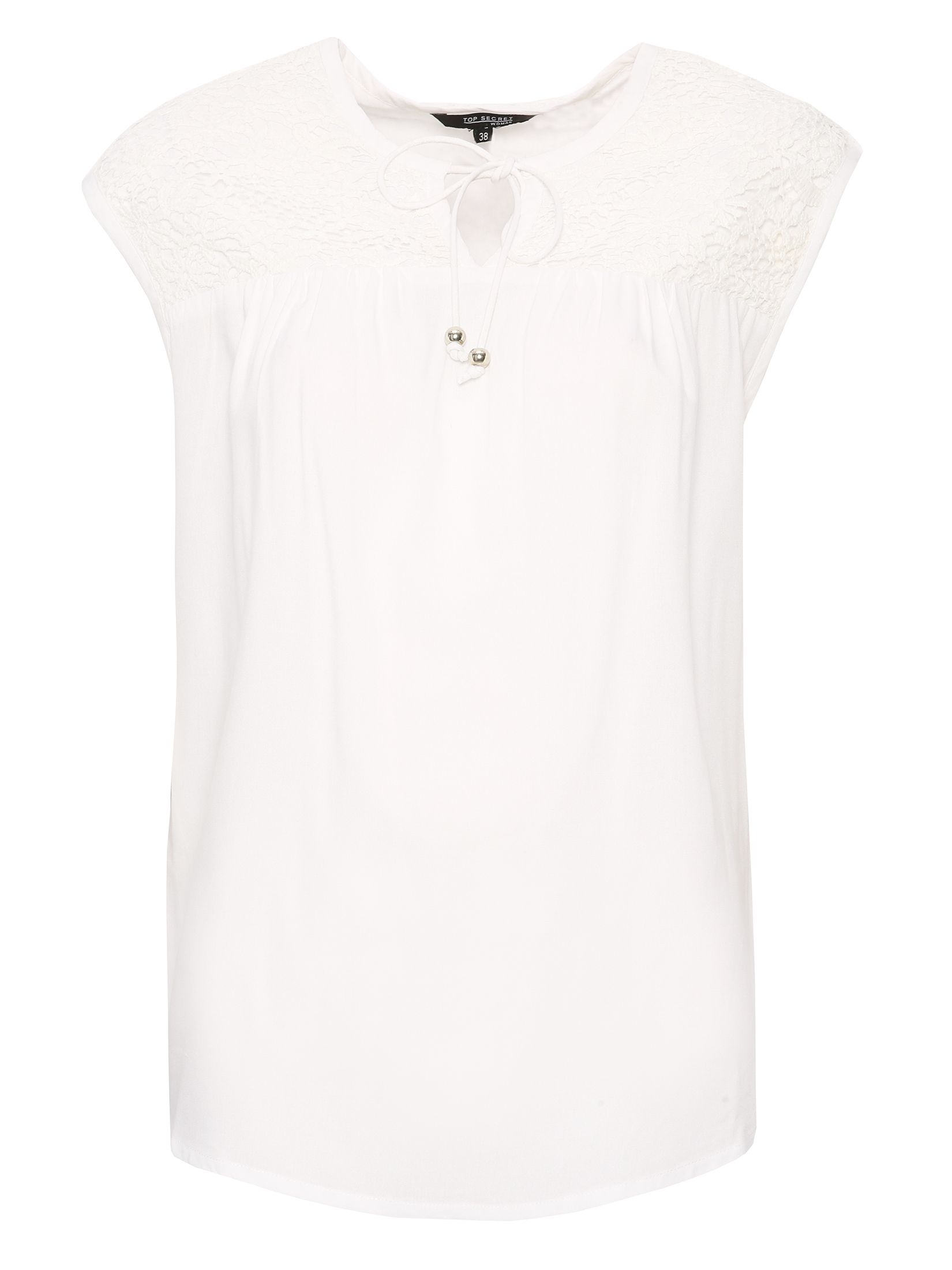 Bluzka bez rękawów z ozdobną koronką