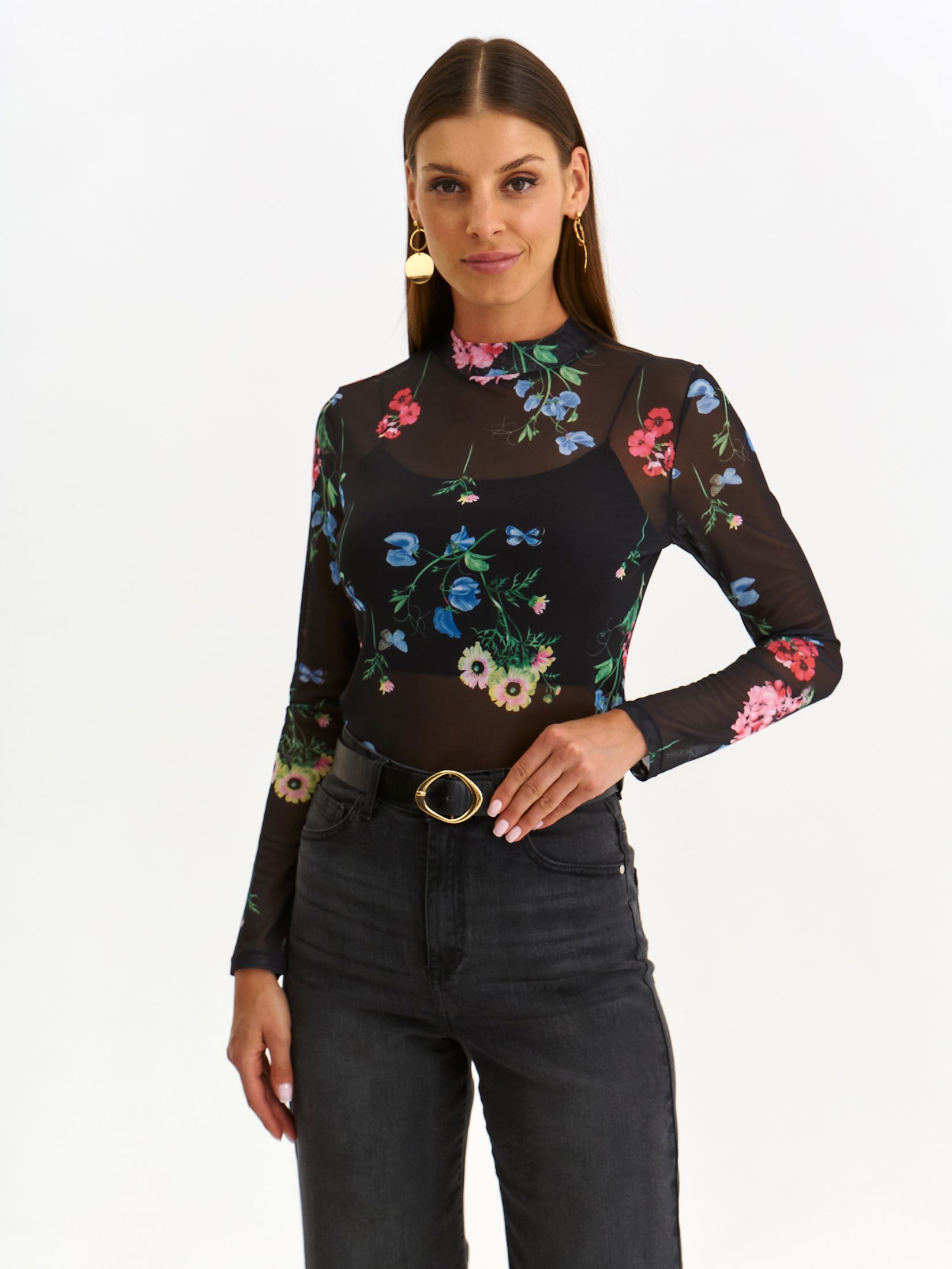 Printowany golf z długim rękawem