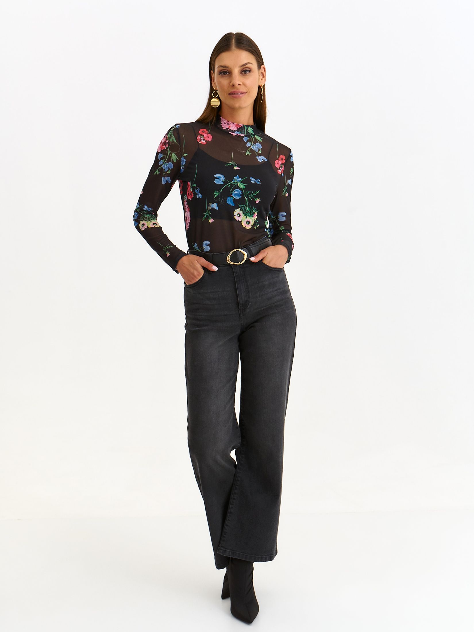 Printowany golf z długim rękawem