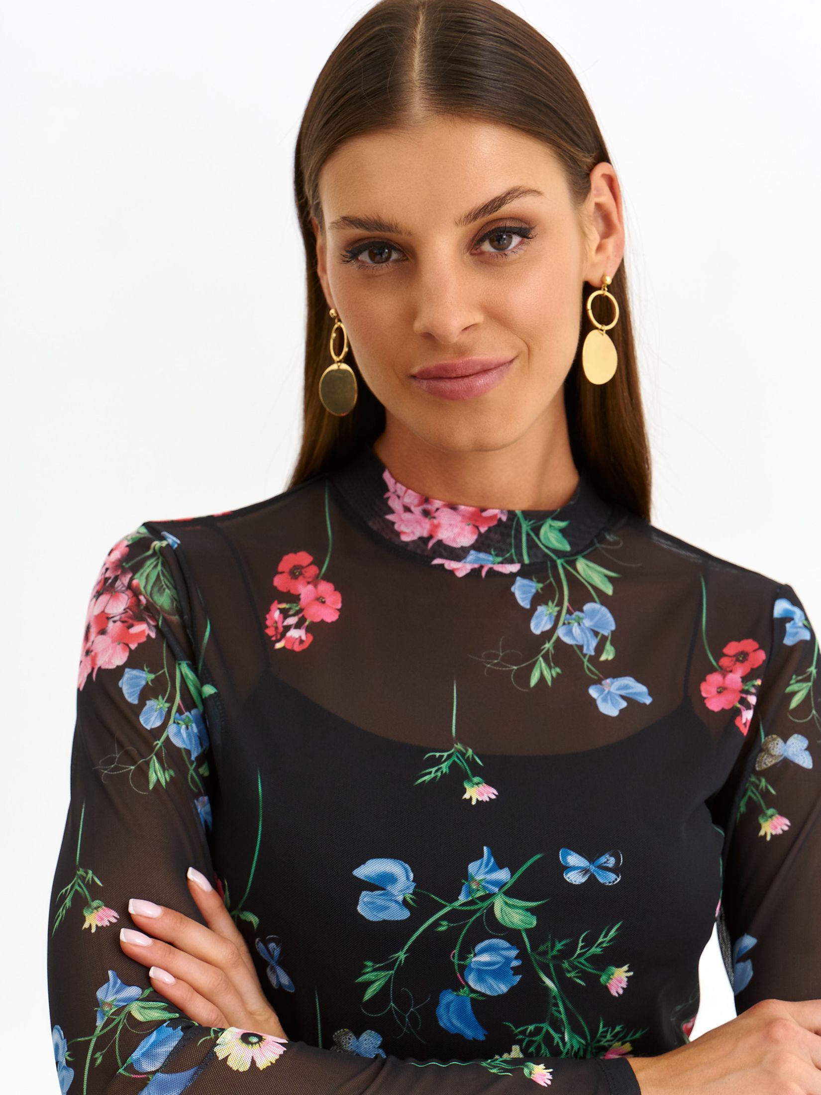 Printowany golf z długim rękawem