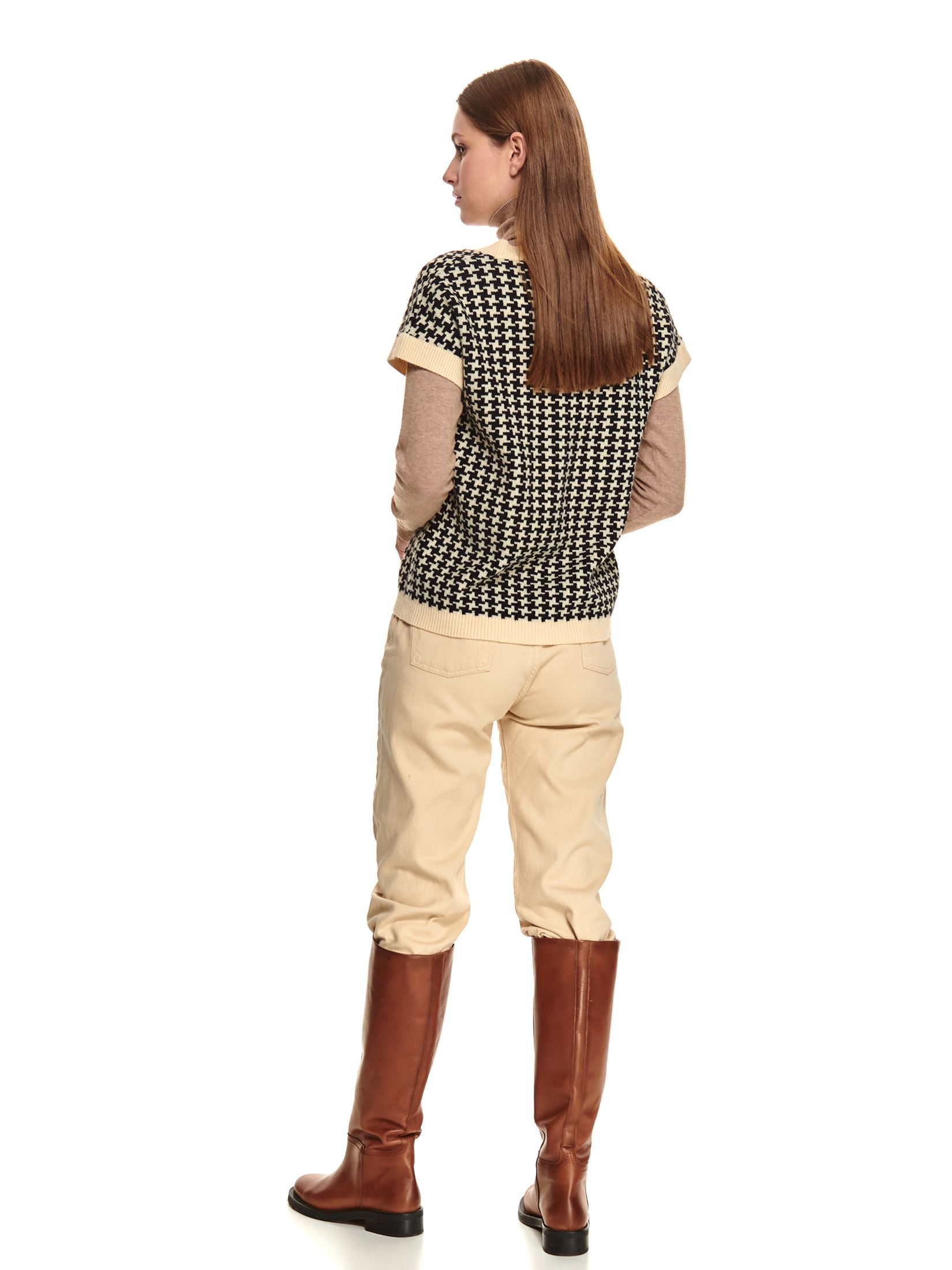 Swetrowa kamizelka w pepitkę