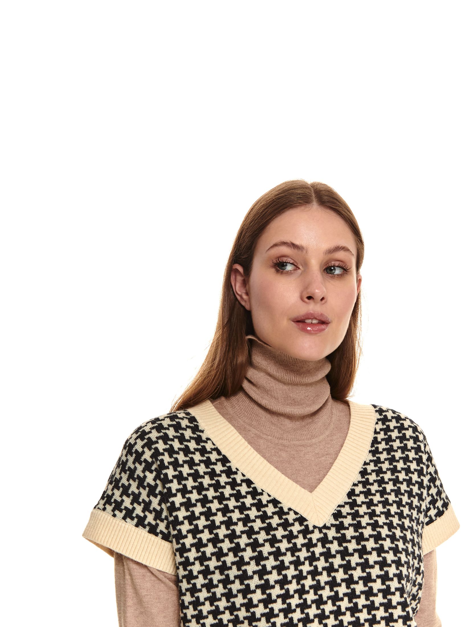 Swetrowa kamizelka w pepitkę