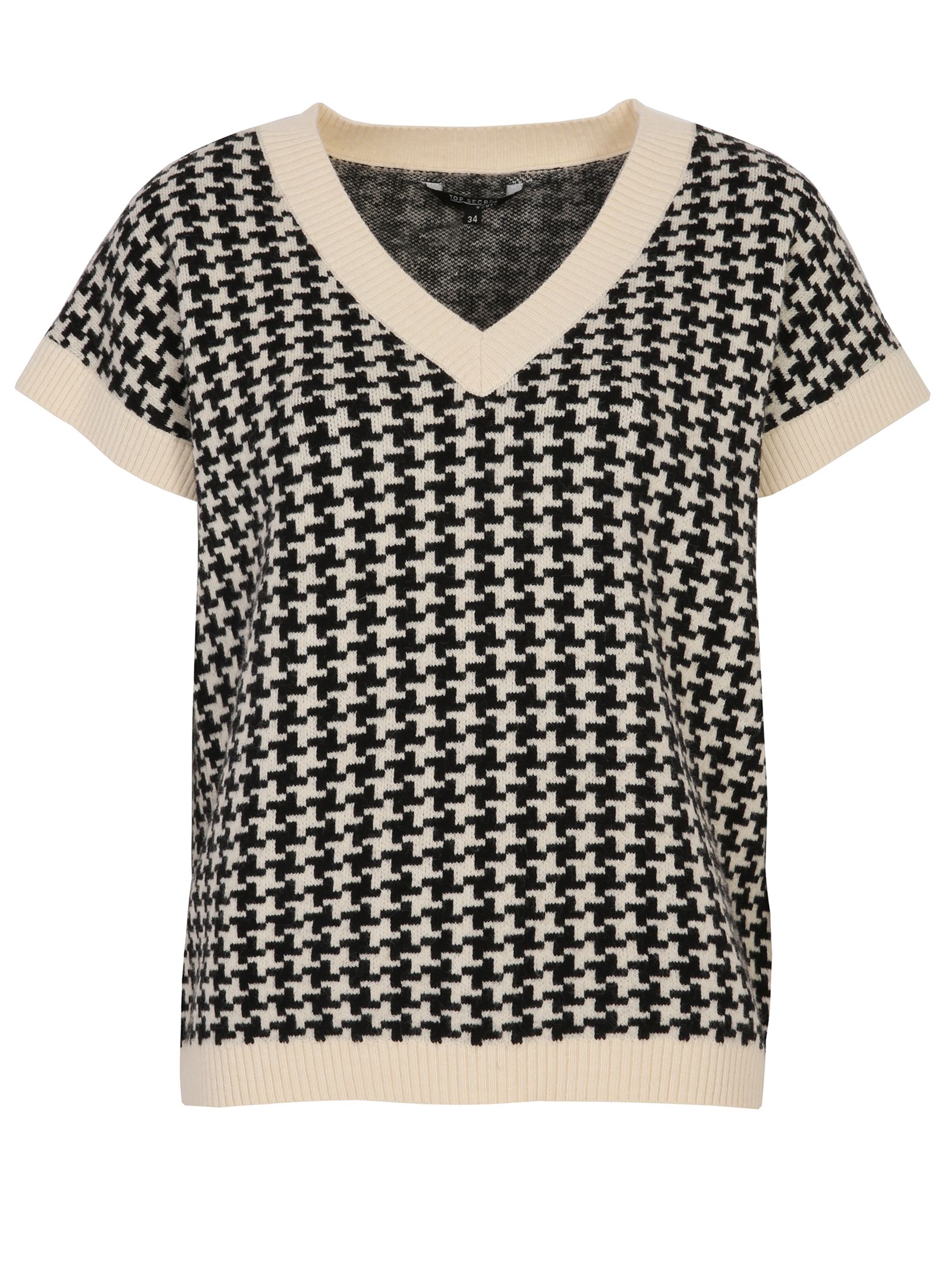 Swetrowa kamizelka w pepitkę