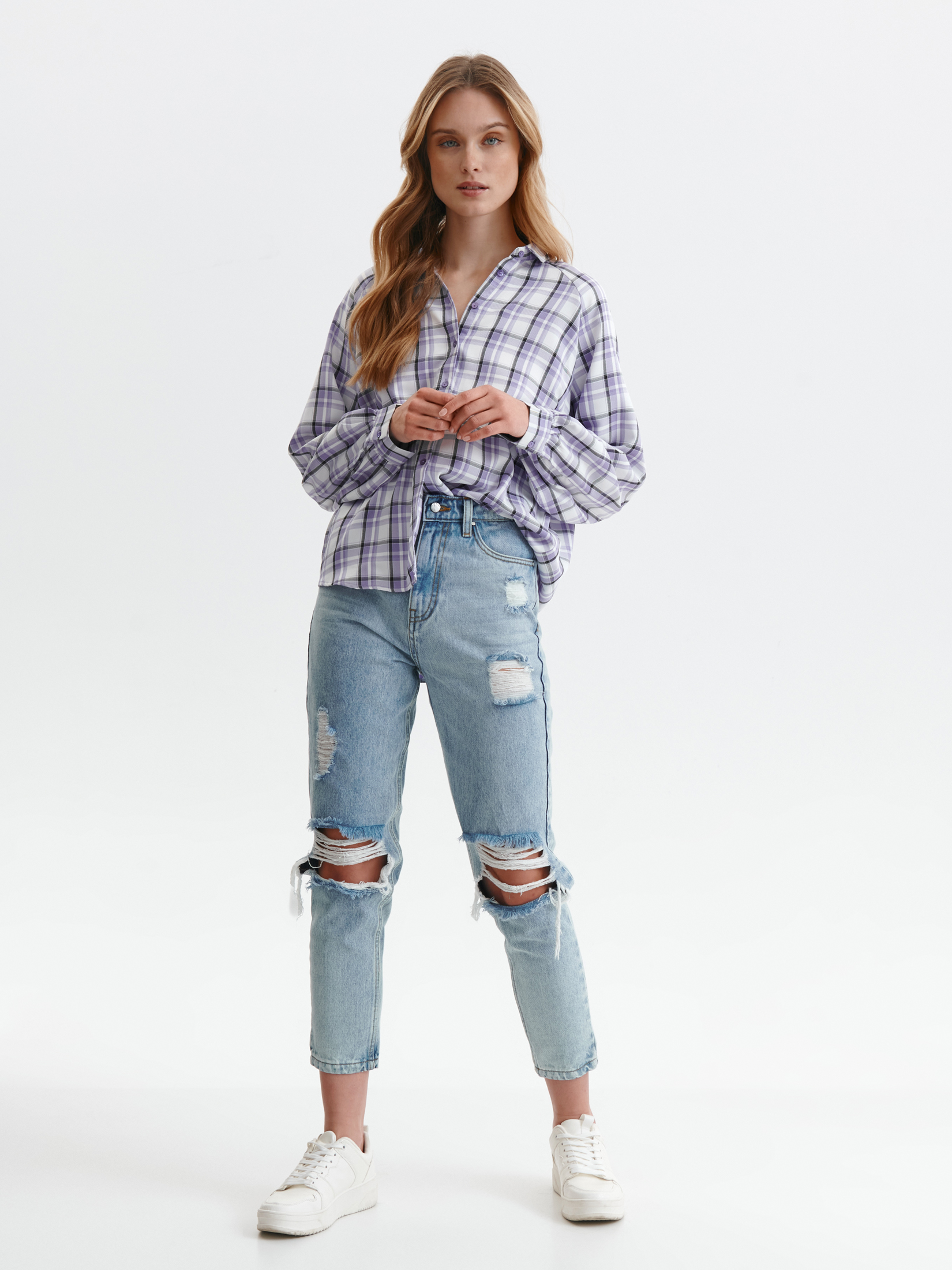 Luźna koszula w kratę