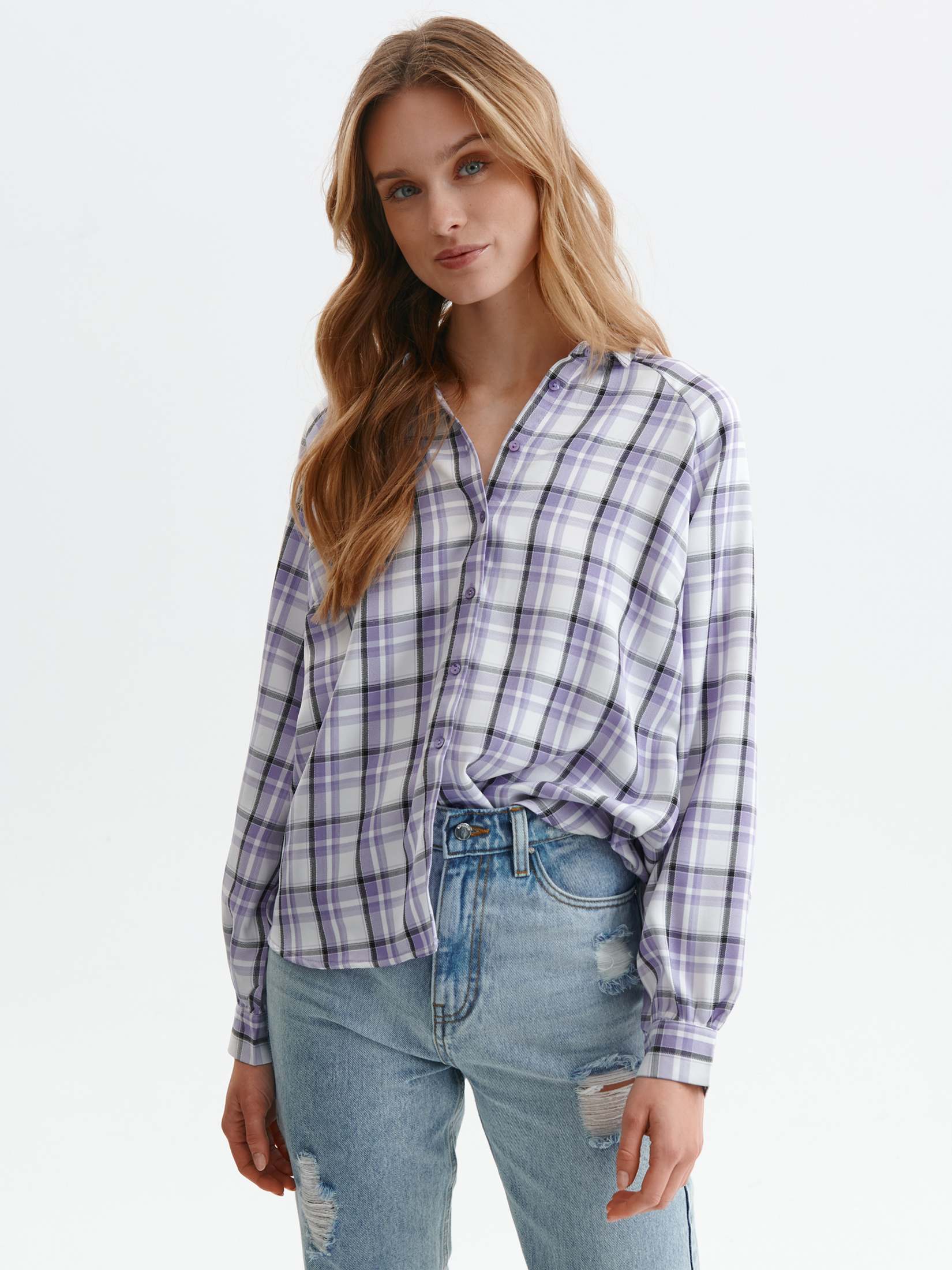 Luźna koszula w kratę