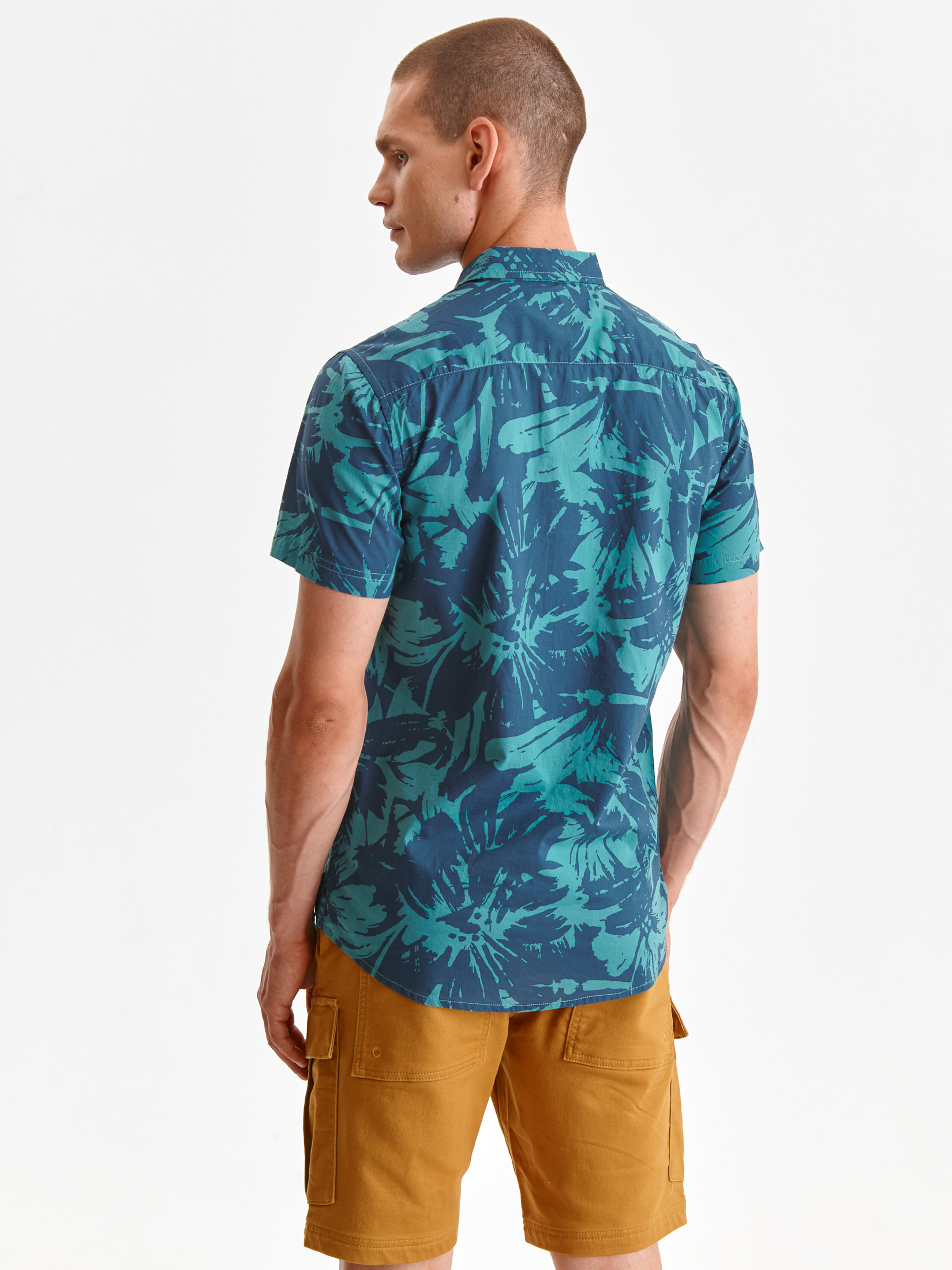 Koszula męska z krótkim rękawem w kwiaty