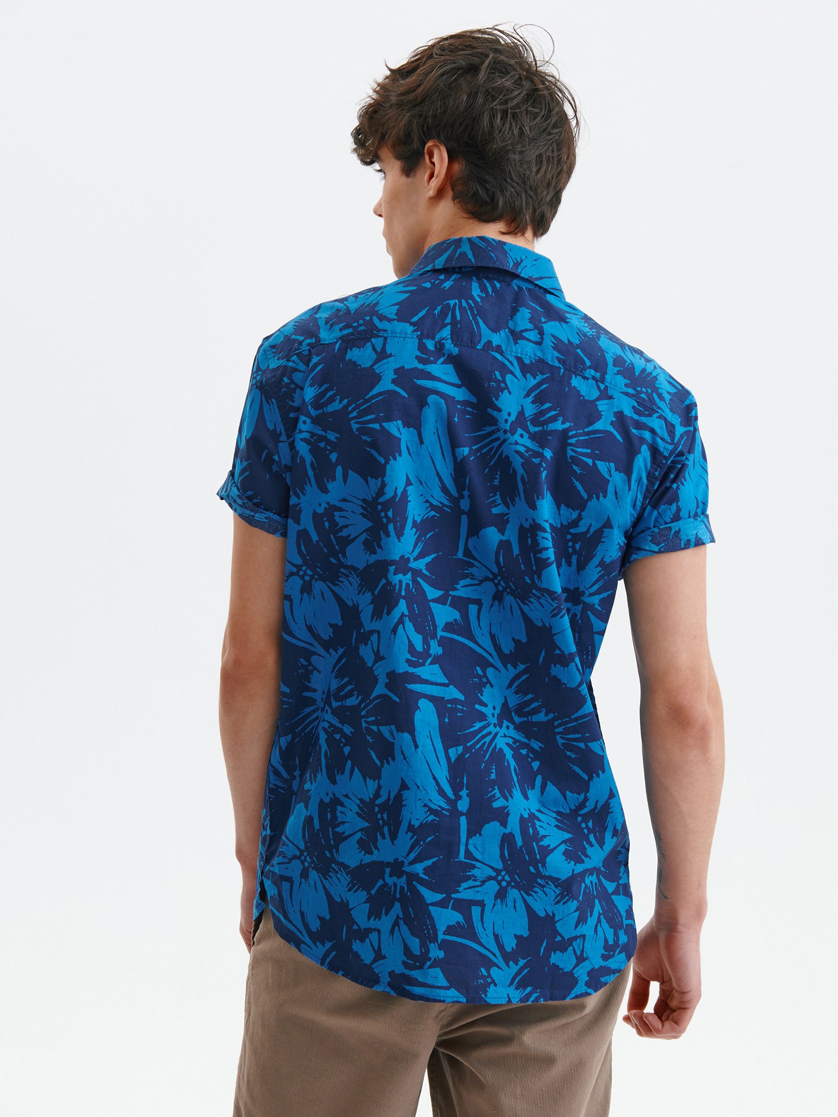 Koszula krótki rękaw męska z printem regular fit