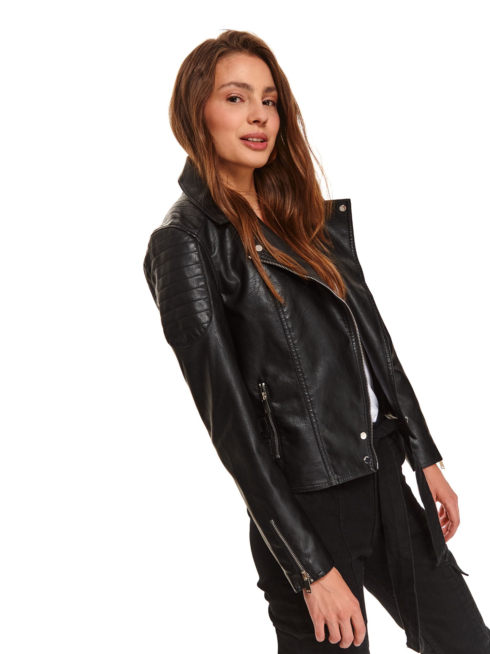 Ramoneska z eko skóry z odpinanym futerkiem