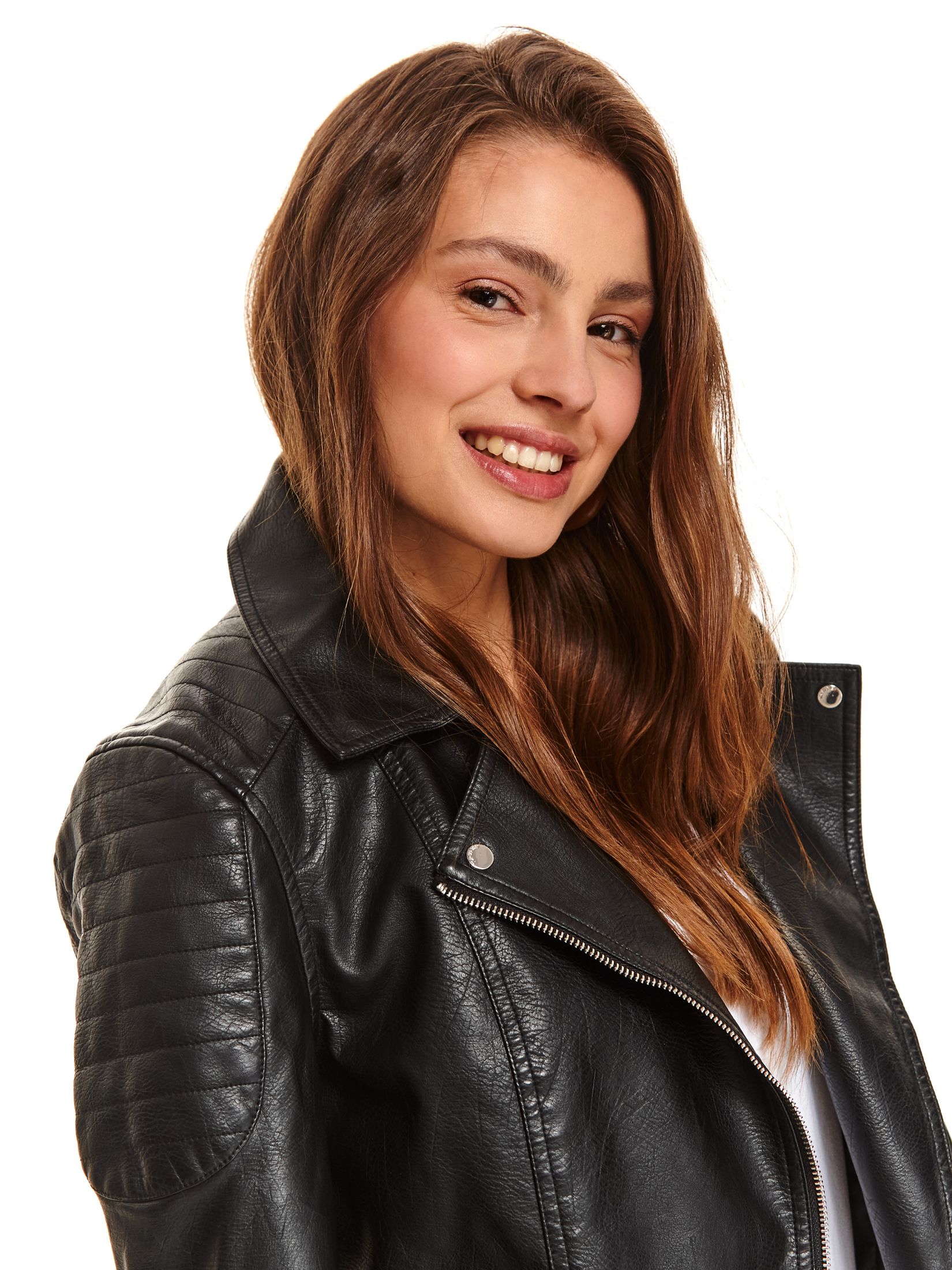 Ramoneska z eko skóry z odpinanym futerkiem