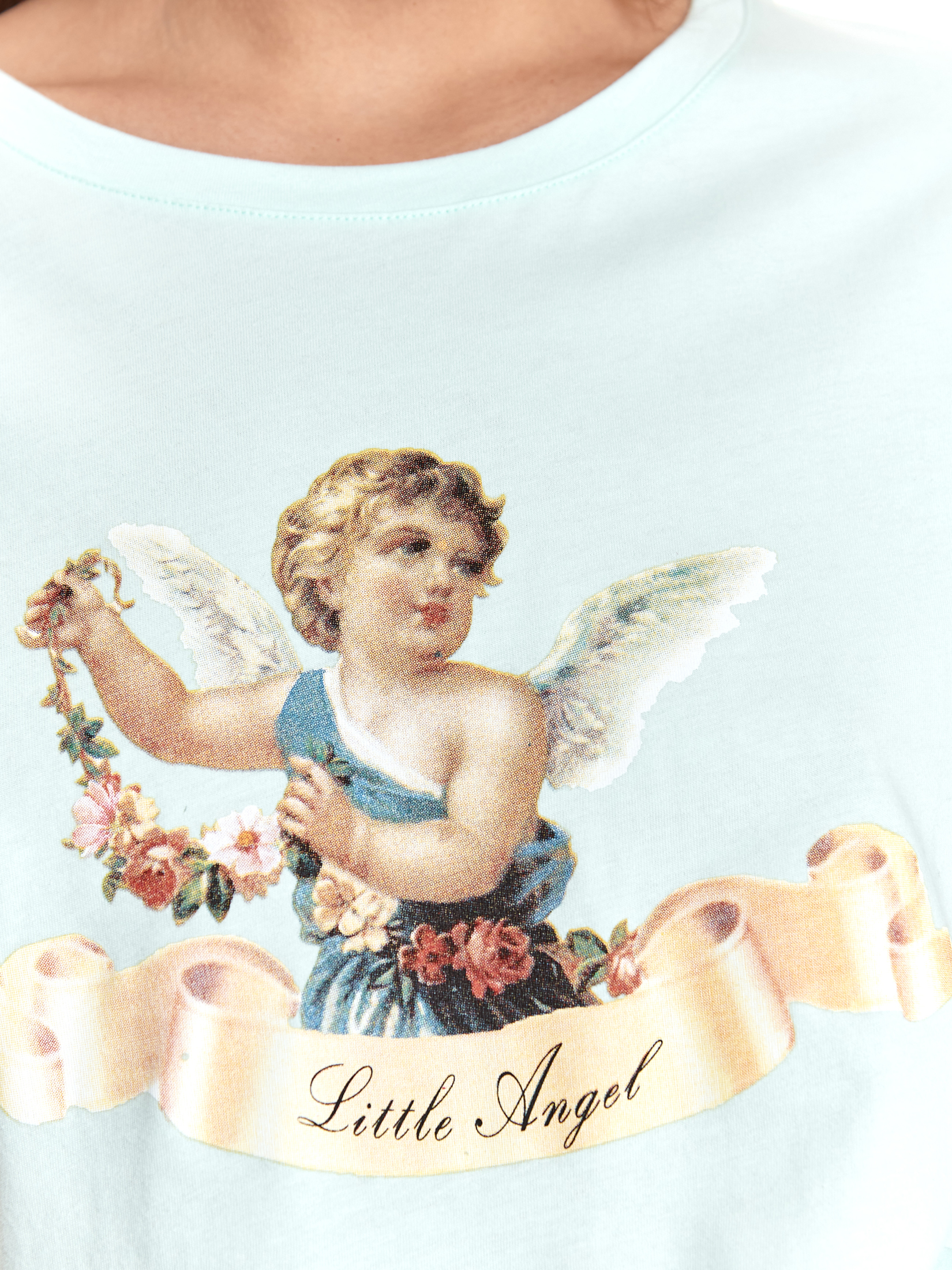 Pudełkowy damski t-shirt z nadrukiem