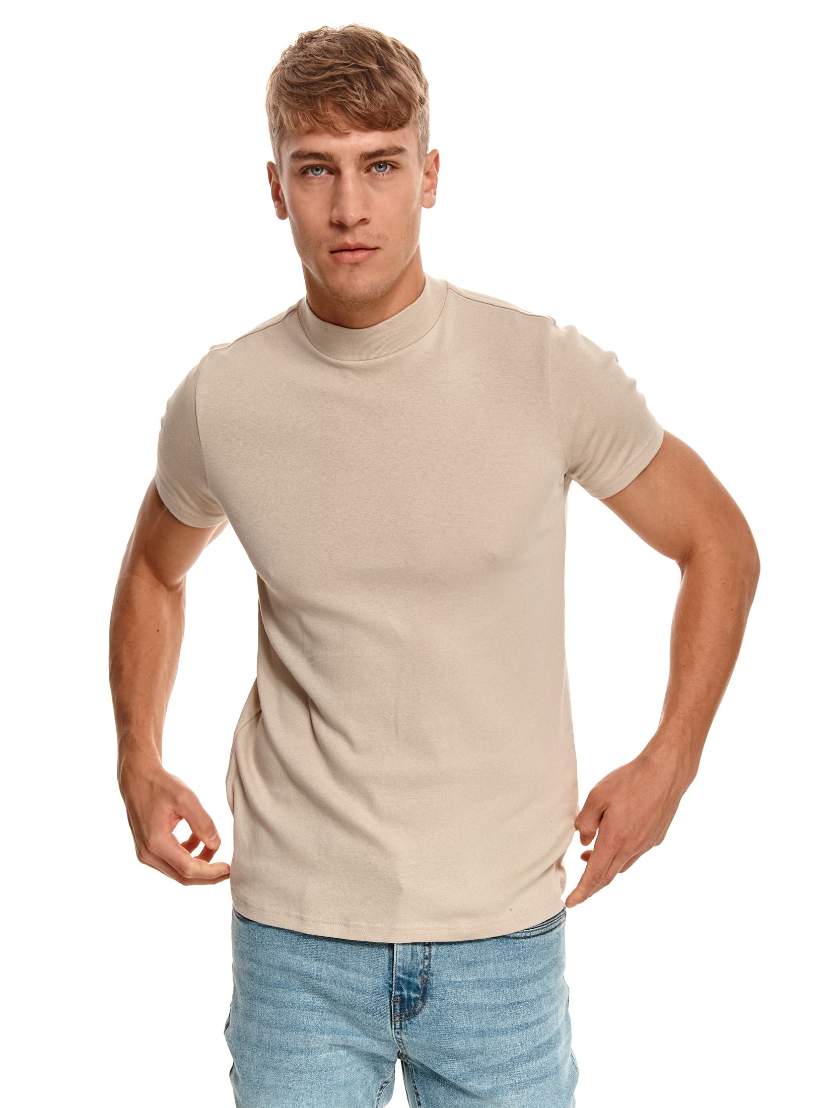 T-shirt półgolf z miękkiej dzianiny