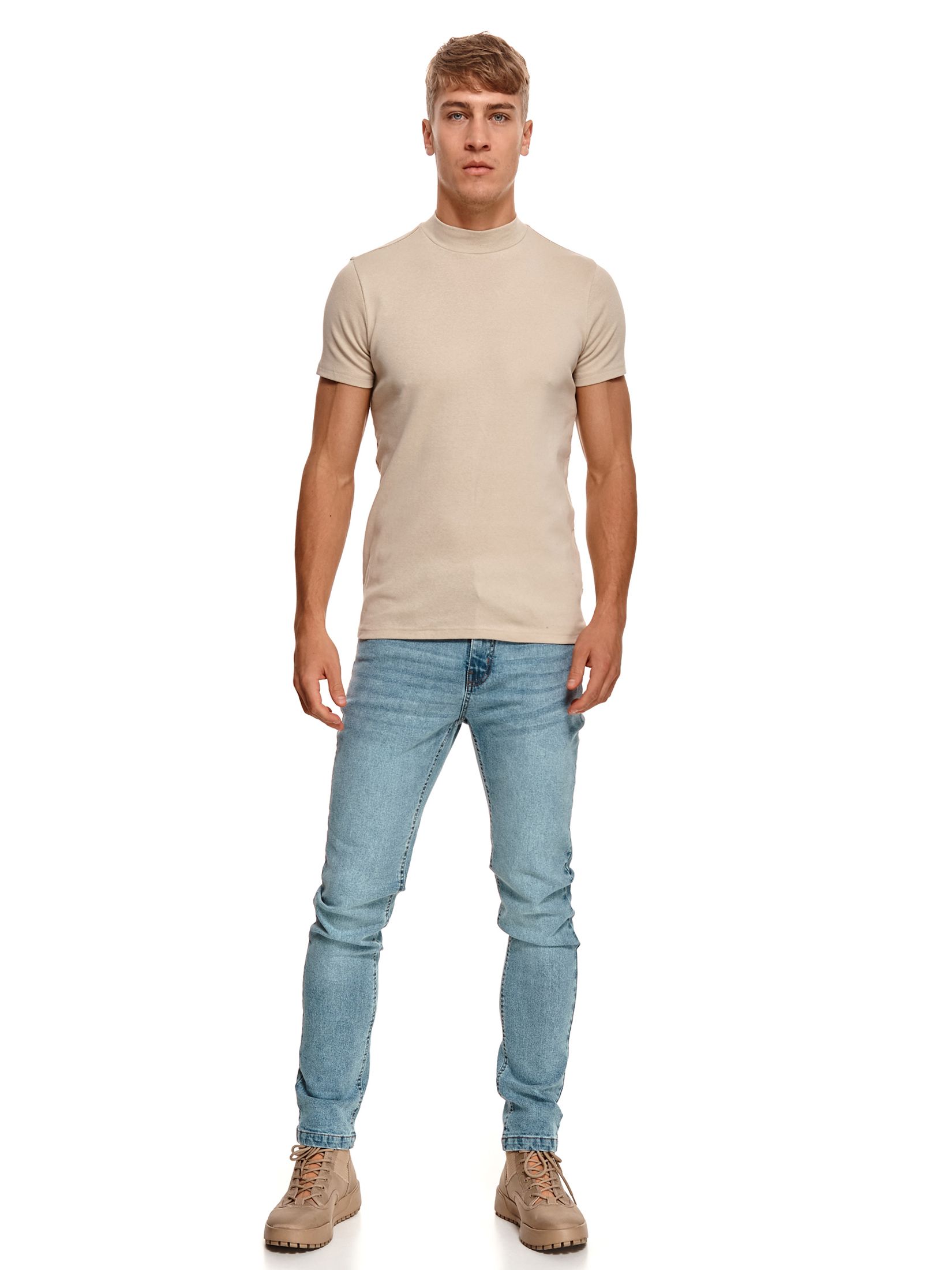 T-shirt półgolf z miękkiej dzianiny