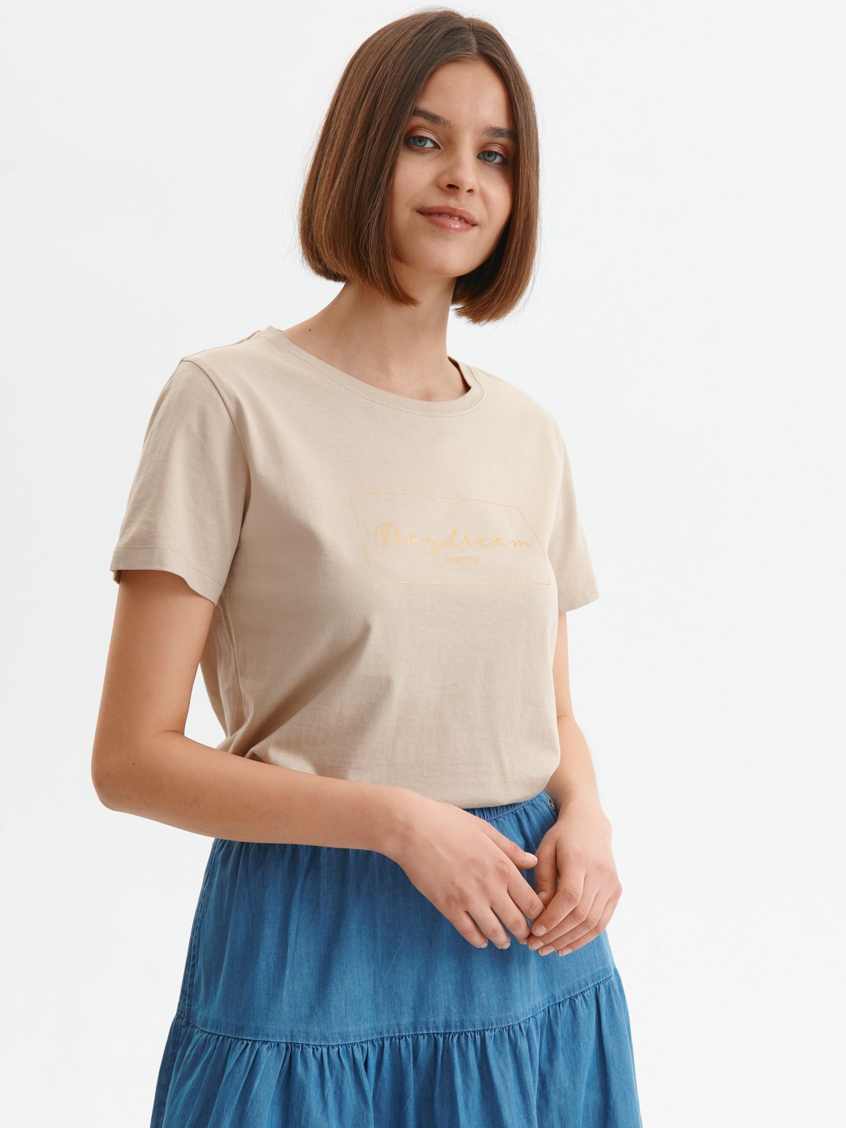 Bawełniany t-shirt damski z napisem