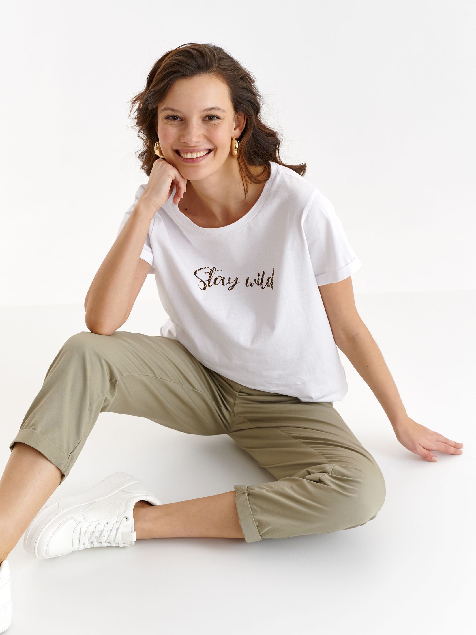 Bawełniany t-shirt z napisem