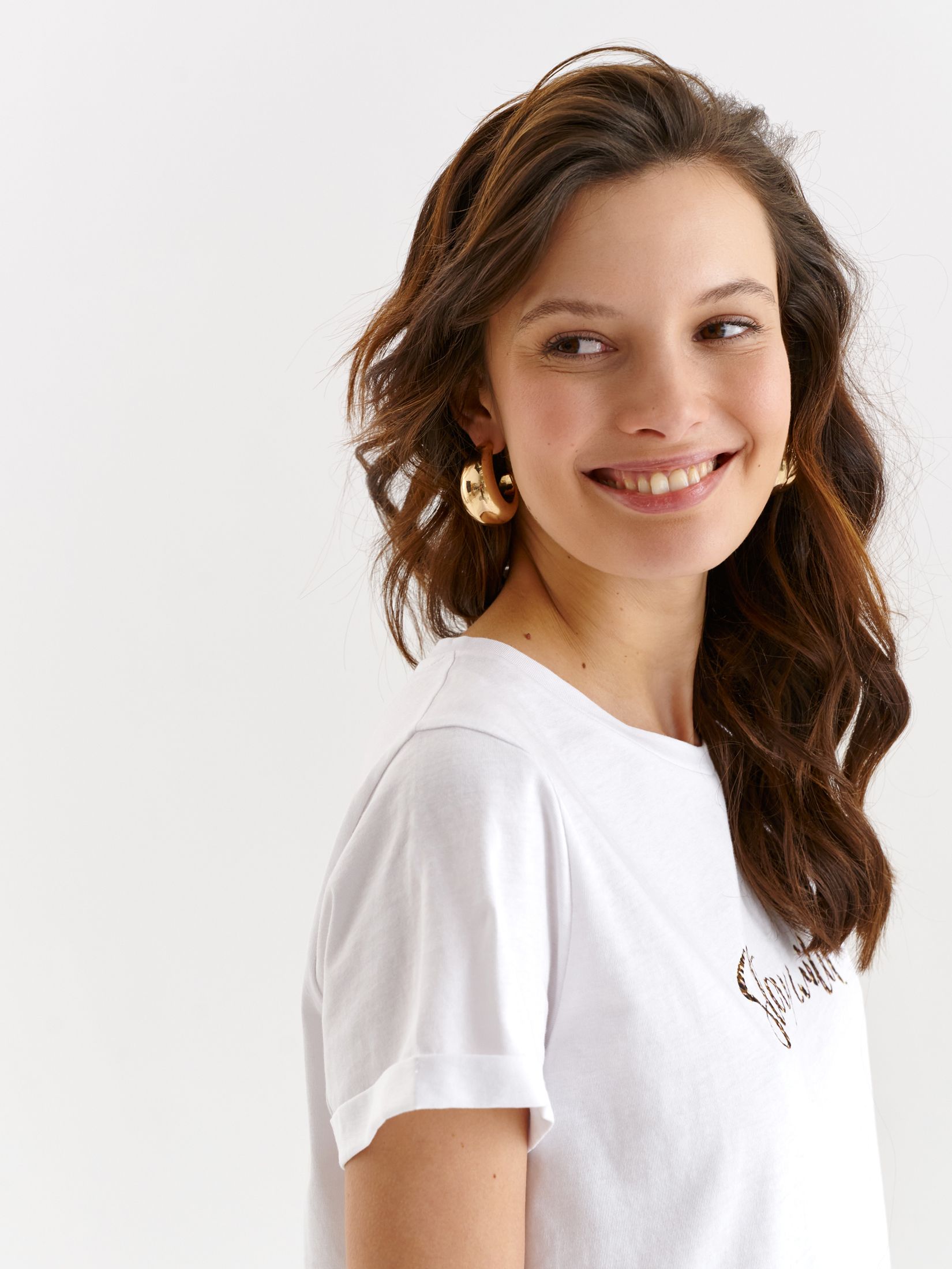 Bawełniany t-shirt z napisem