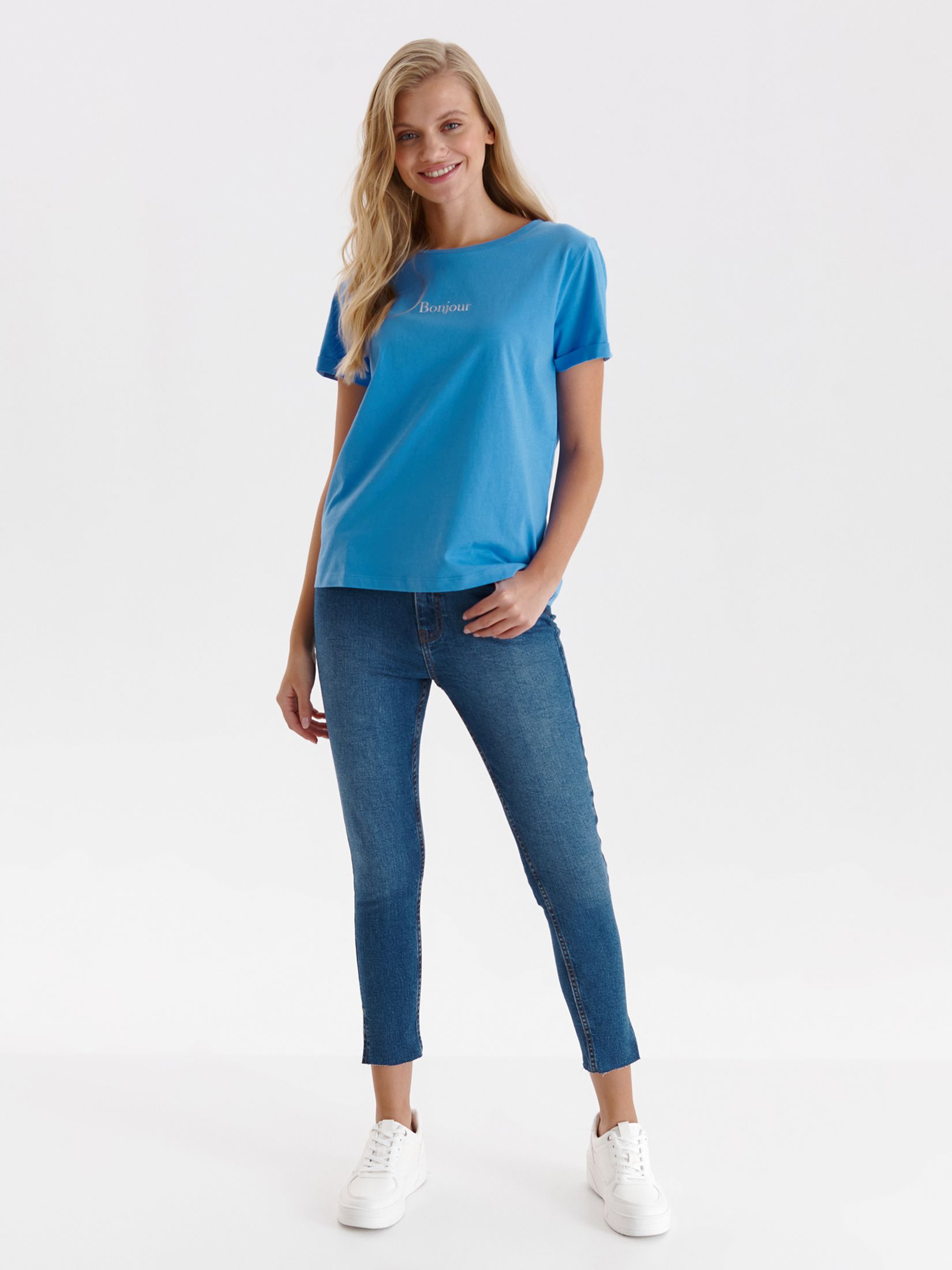 Bawełniany t-shirt damski z napisem