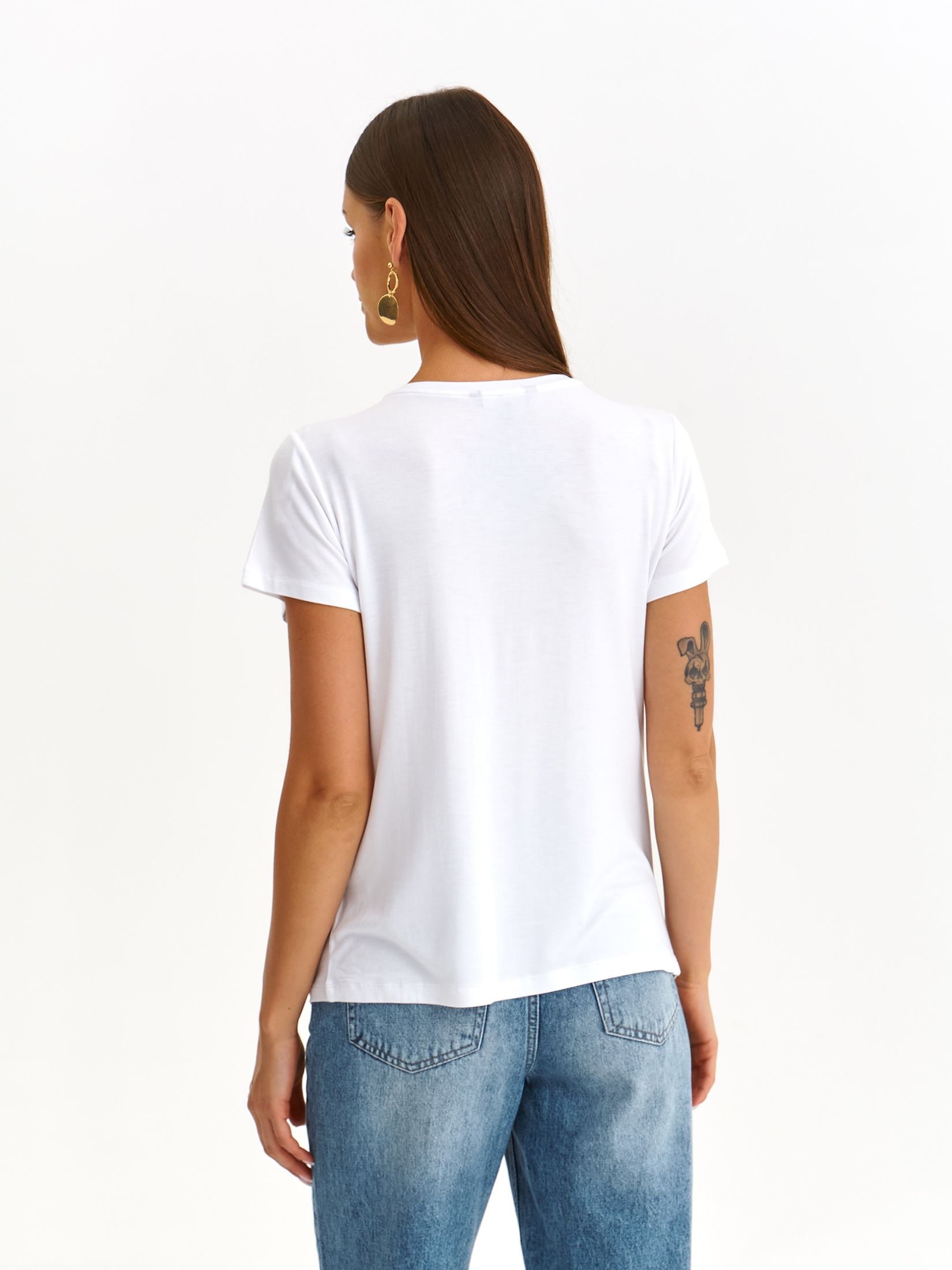 T-shirt damski biały - SPO6074BI t-shirt krótki rękaw, Top Secret