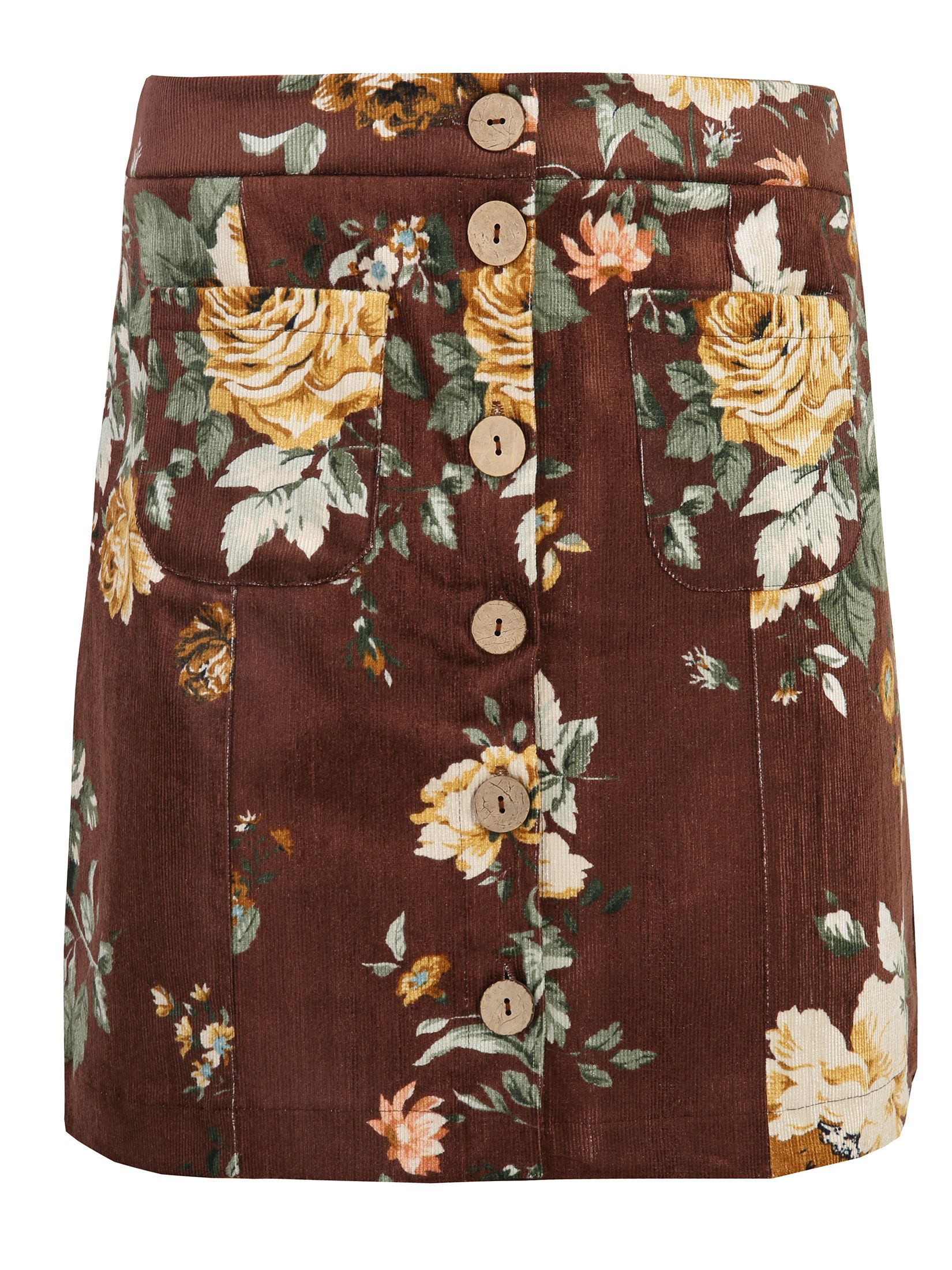 Sztruksowa mini spódniczka w kwiaty