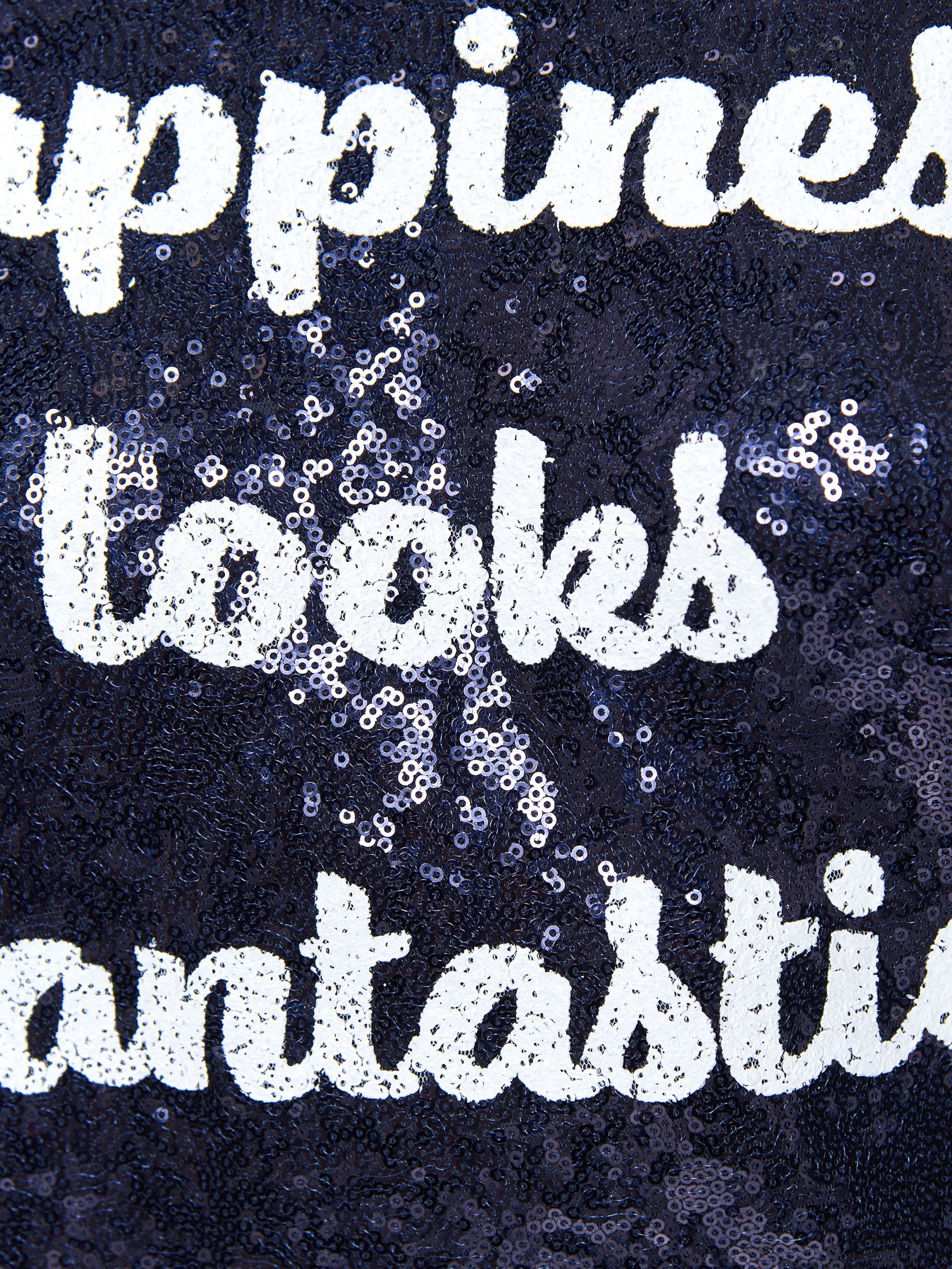 Wieczorowa cekinowa sukienka z napisami