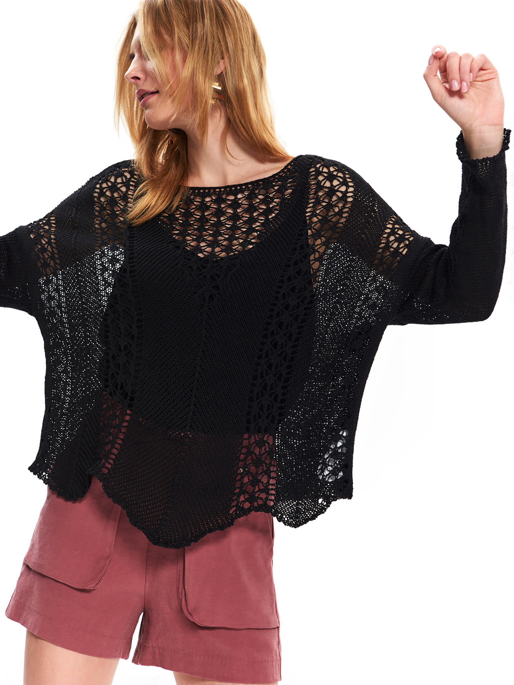 Ażurowy sweter damski