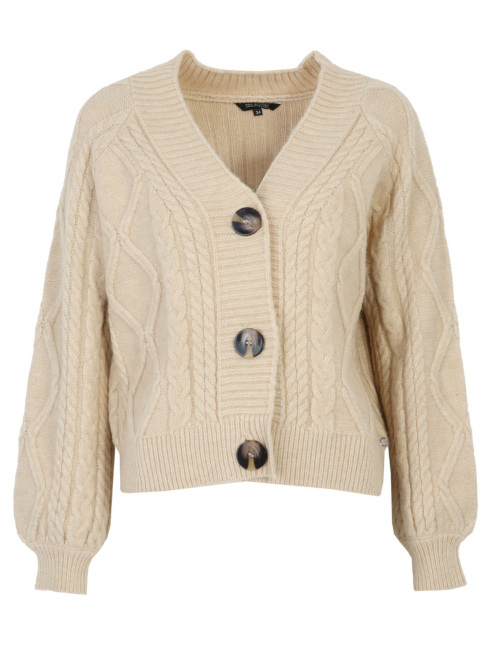 Pudełkowy kardigan z przeplotami