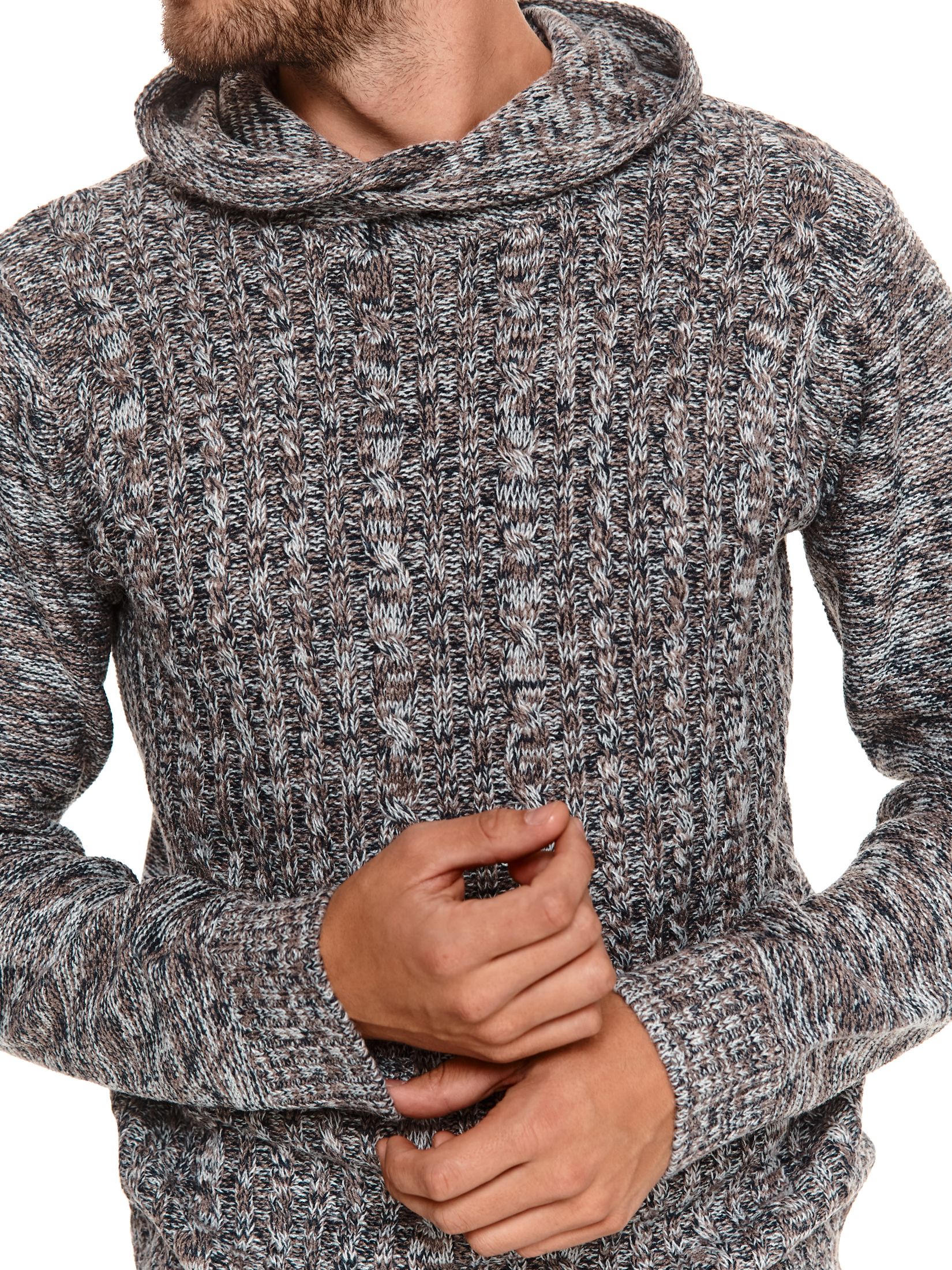 Sweter strukturalny z kapturem