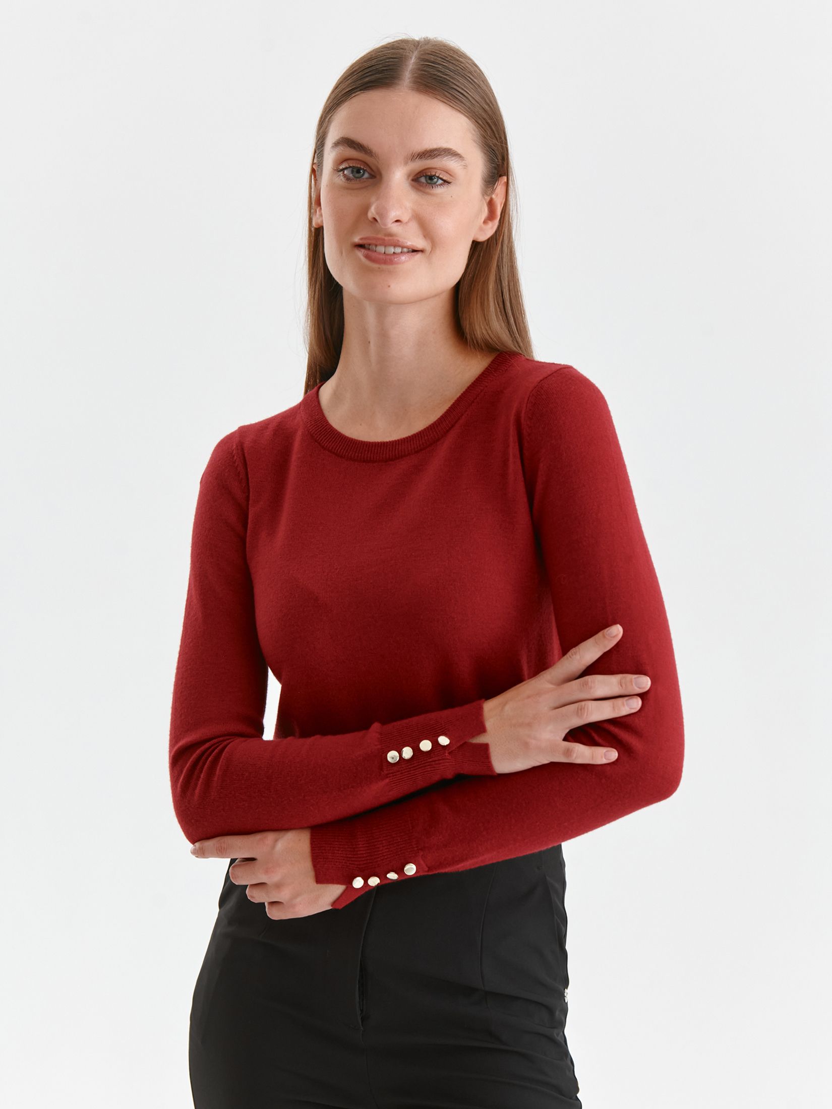 Dopasowany sweter damski z guzikami