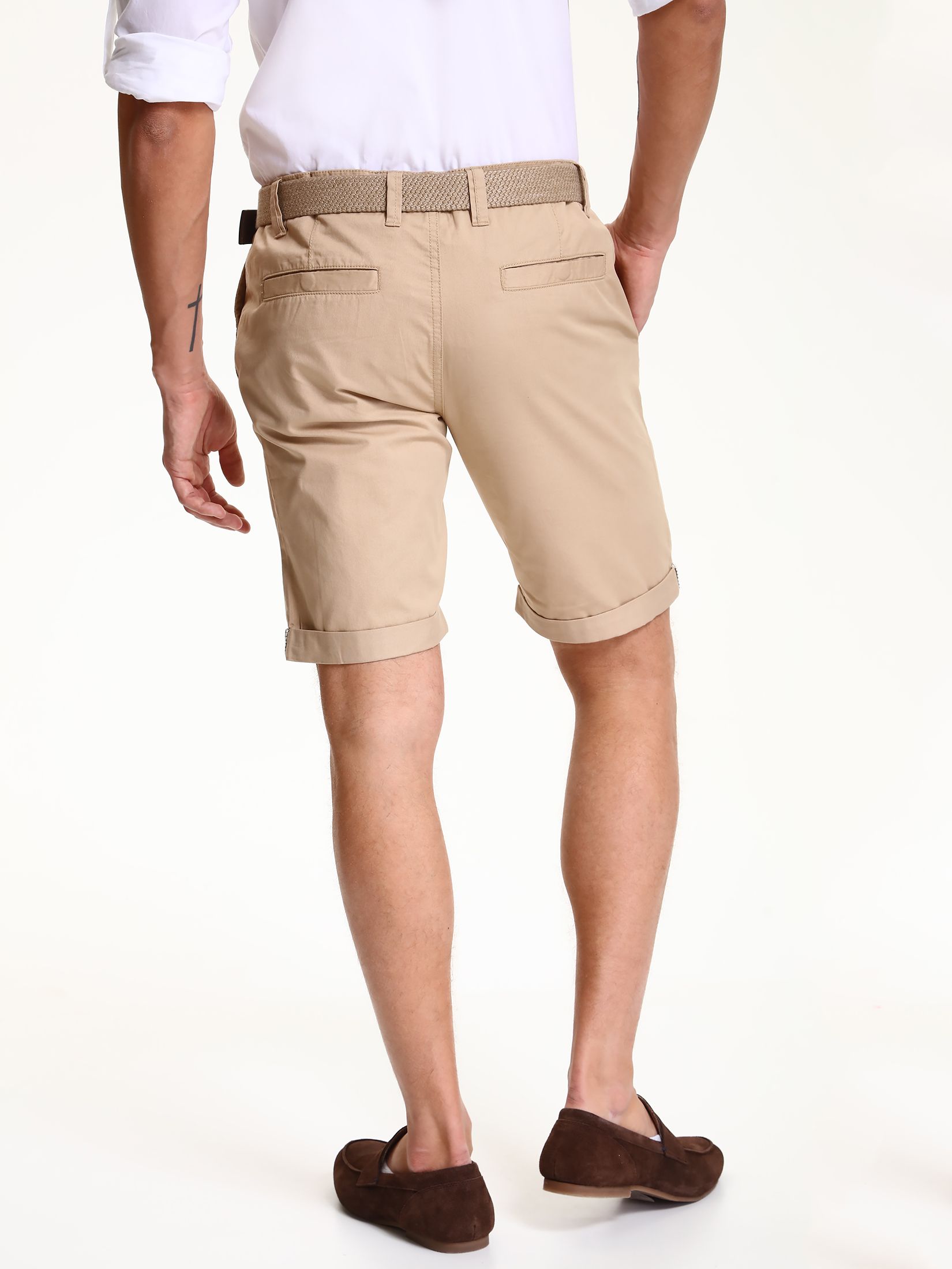 Szorty męskie klasyczne z gładkiej tkaniny