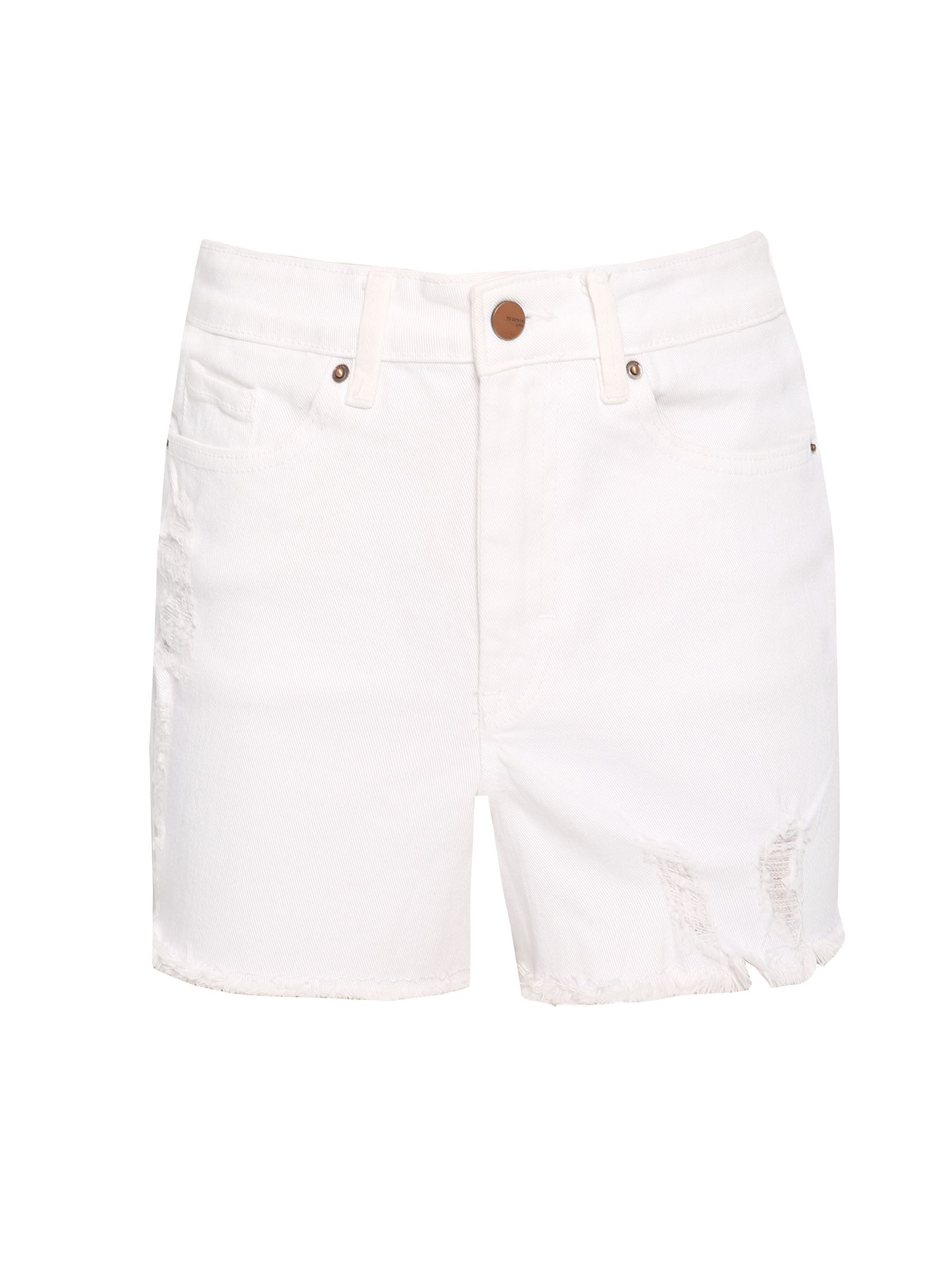 Białe krótkie szorty z przetarciami