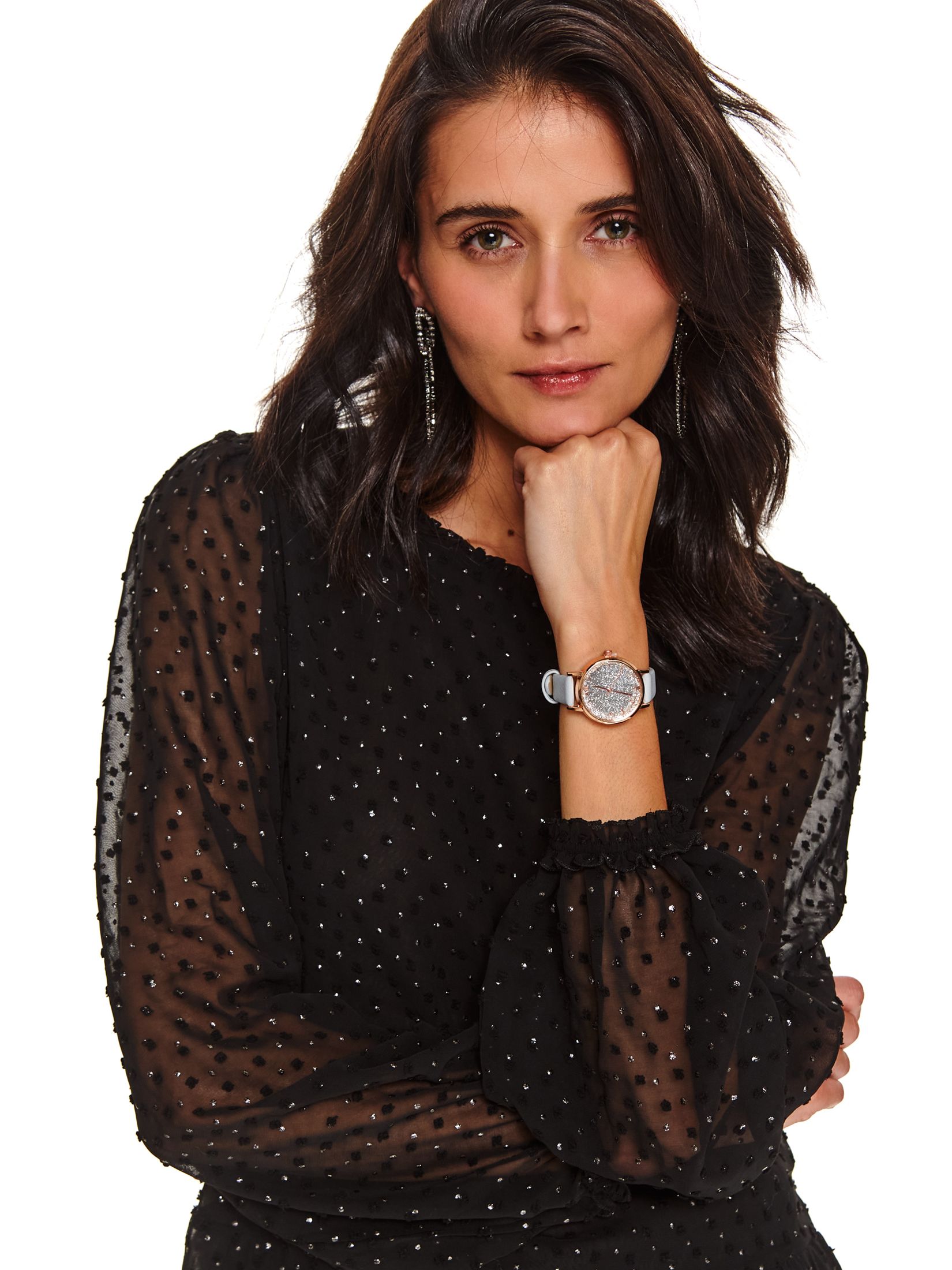 Elegancki zegarek z błyszczącą aplikacją