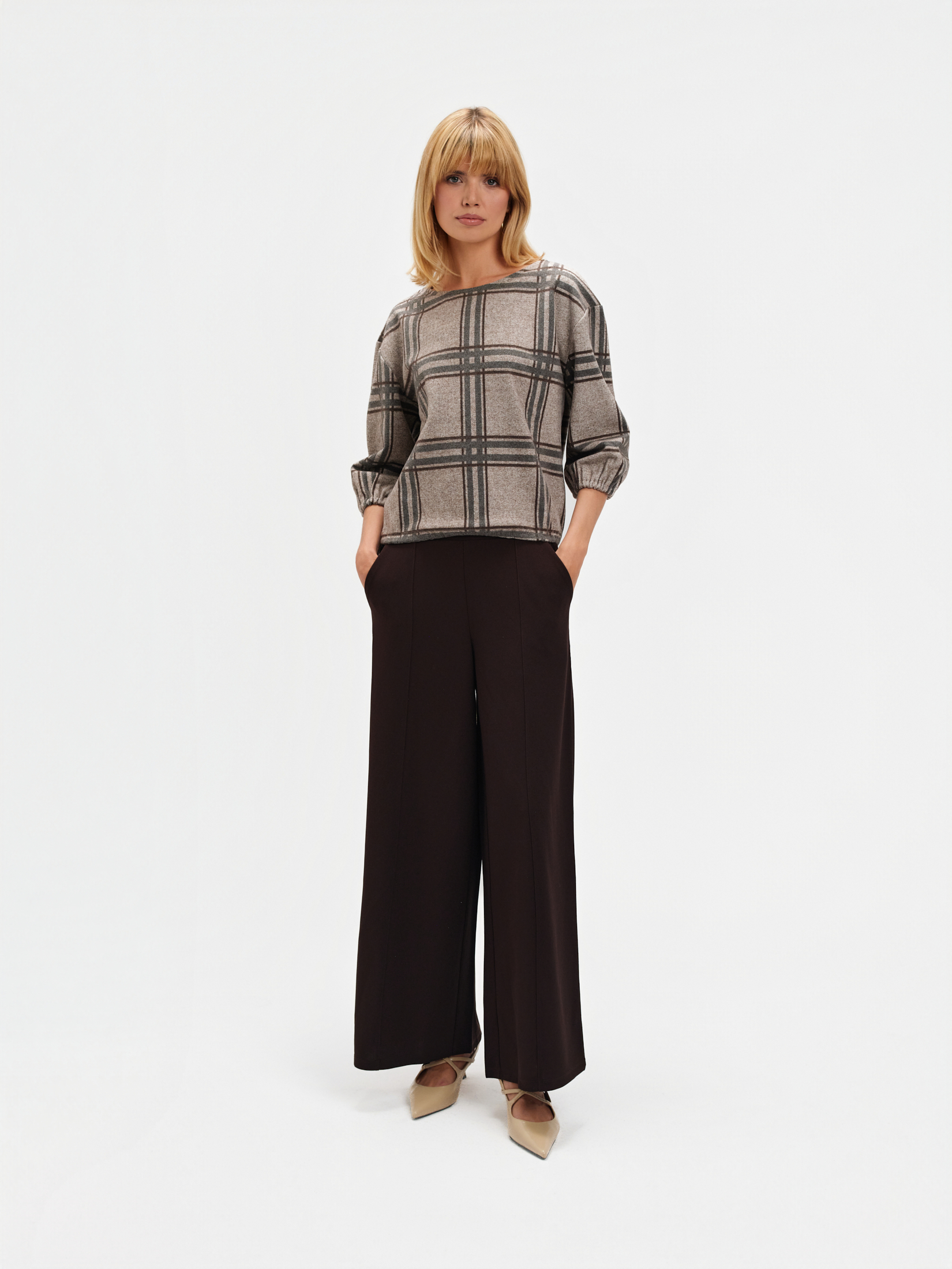 Bluza w kratę z krótkim rękawem