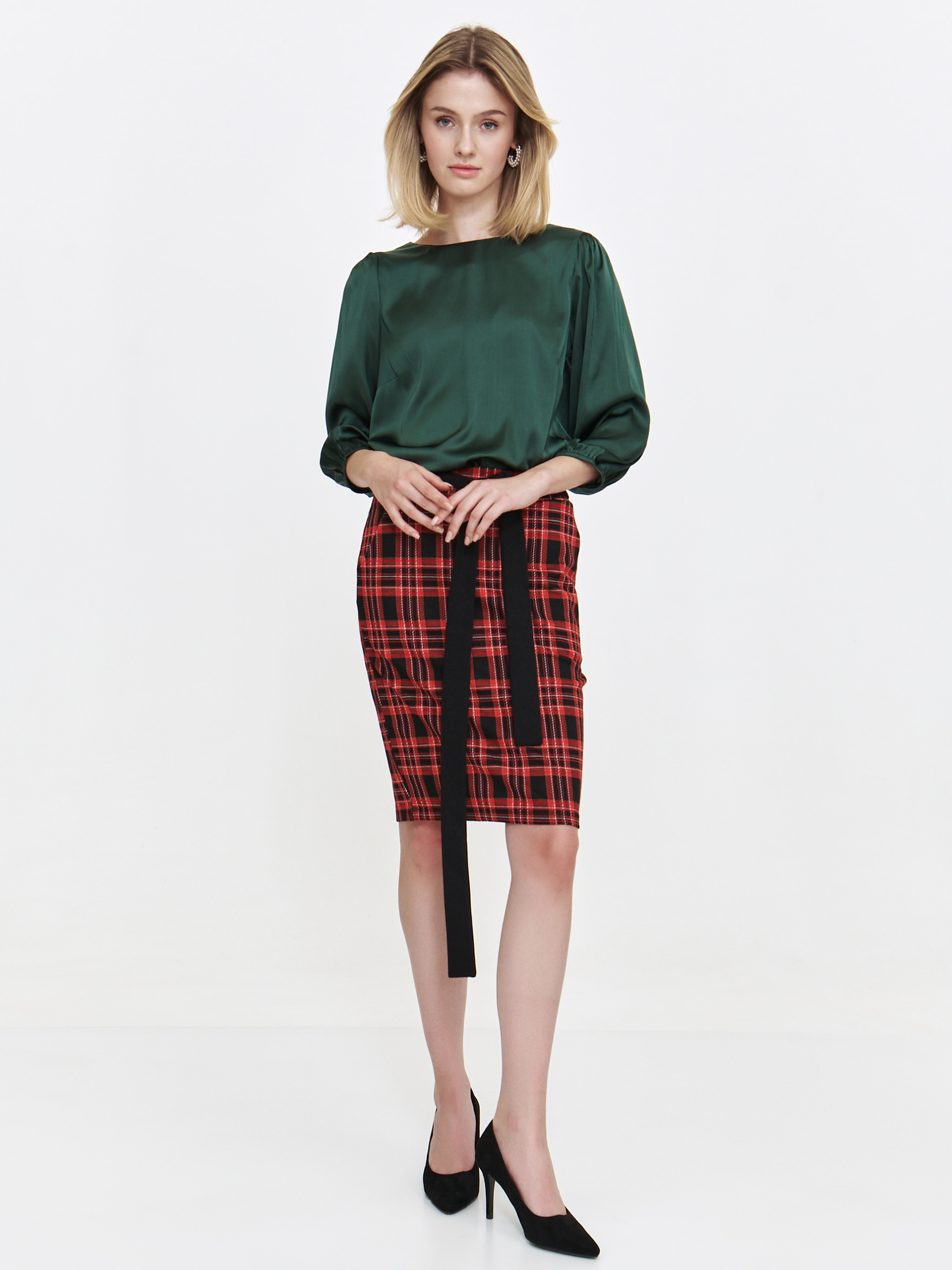 Ciemnozielona satynowa bluzka 