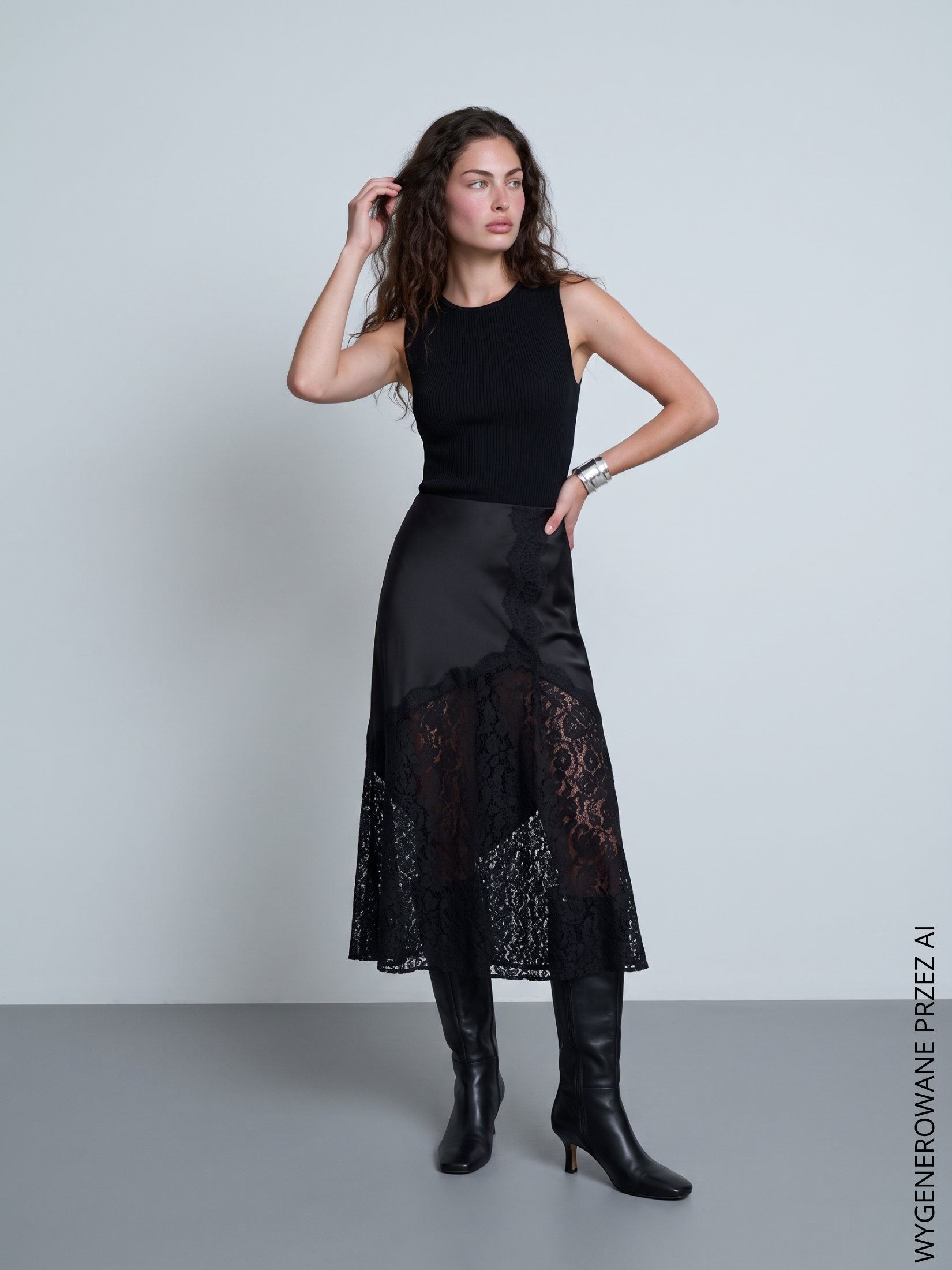 Czarna spódnica midi
