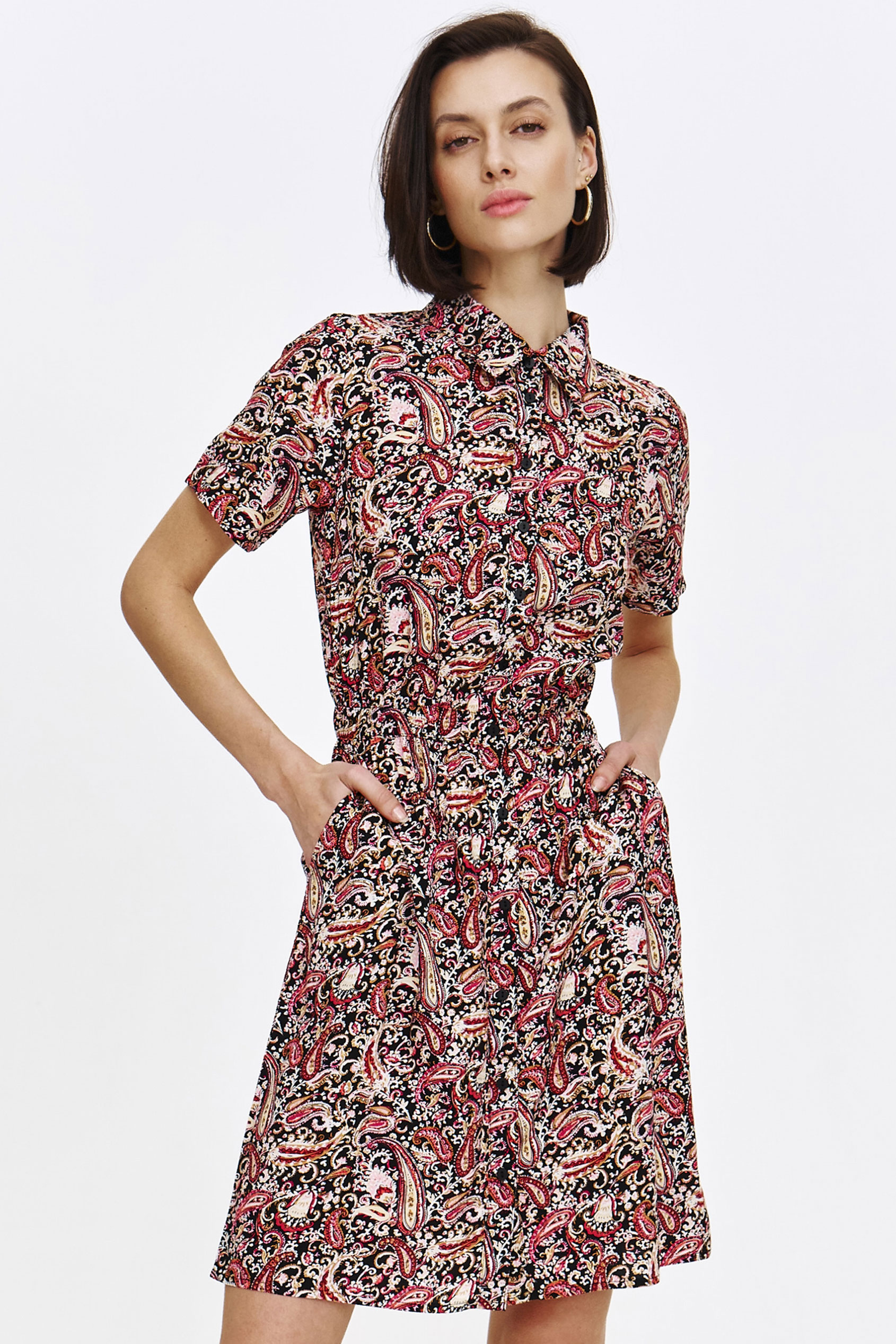 Koszula sukienka we wzory o długości mini