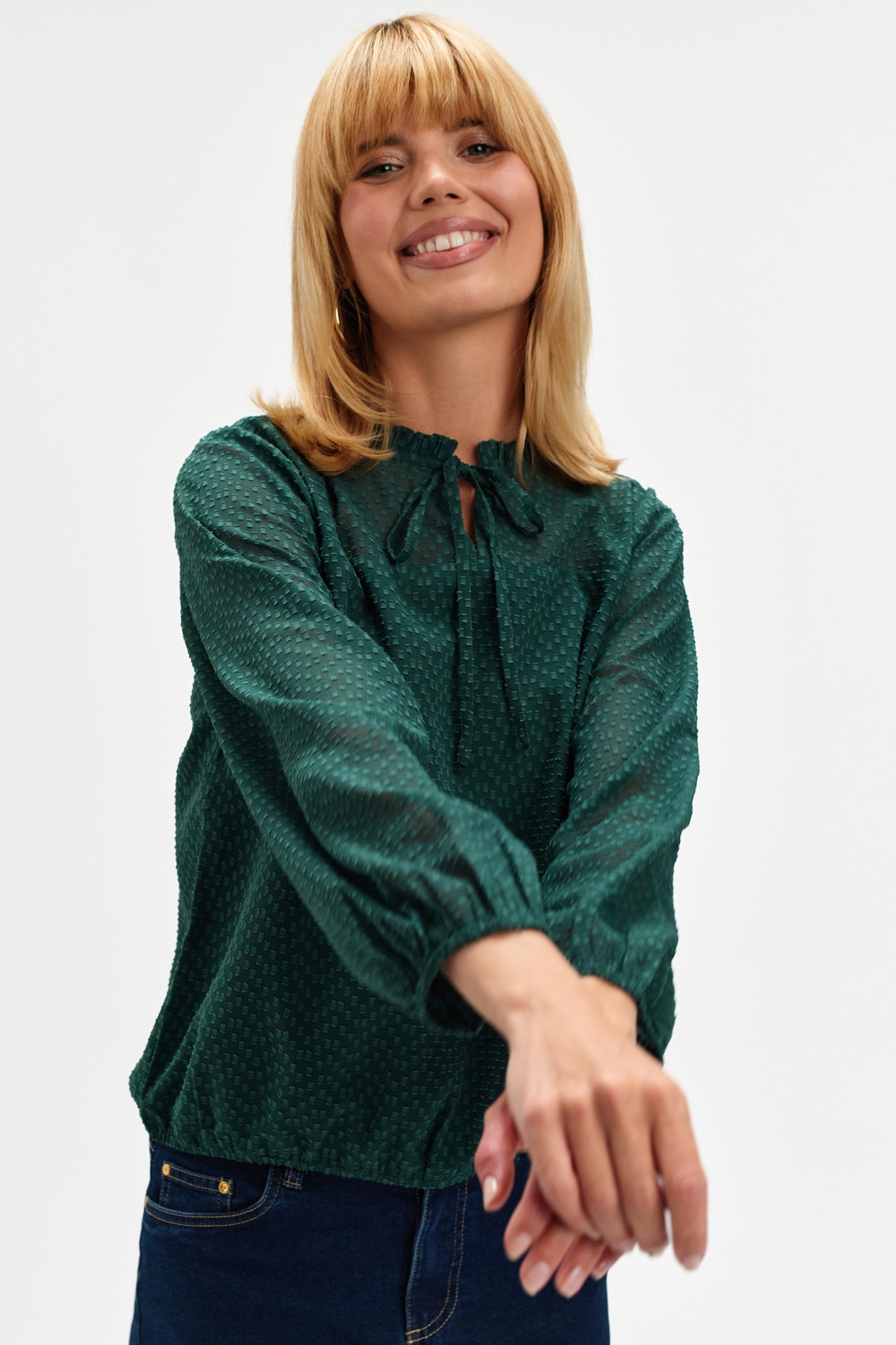 Zielona bluzka z wiązaniem Zielona bluzka z wiązaniem