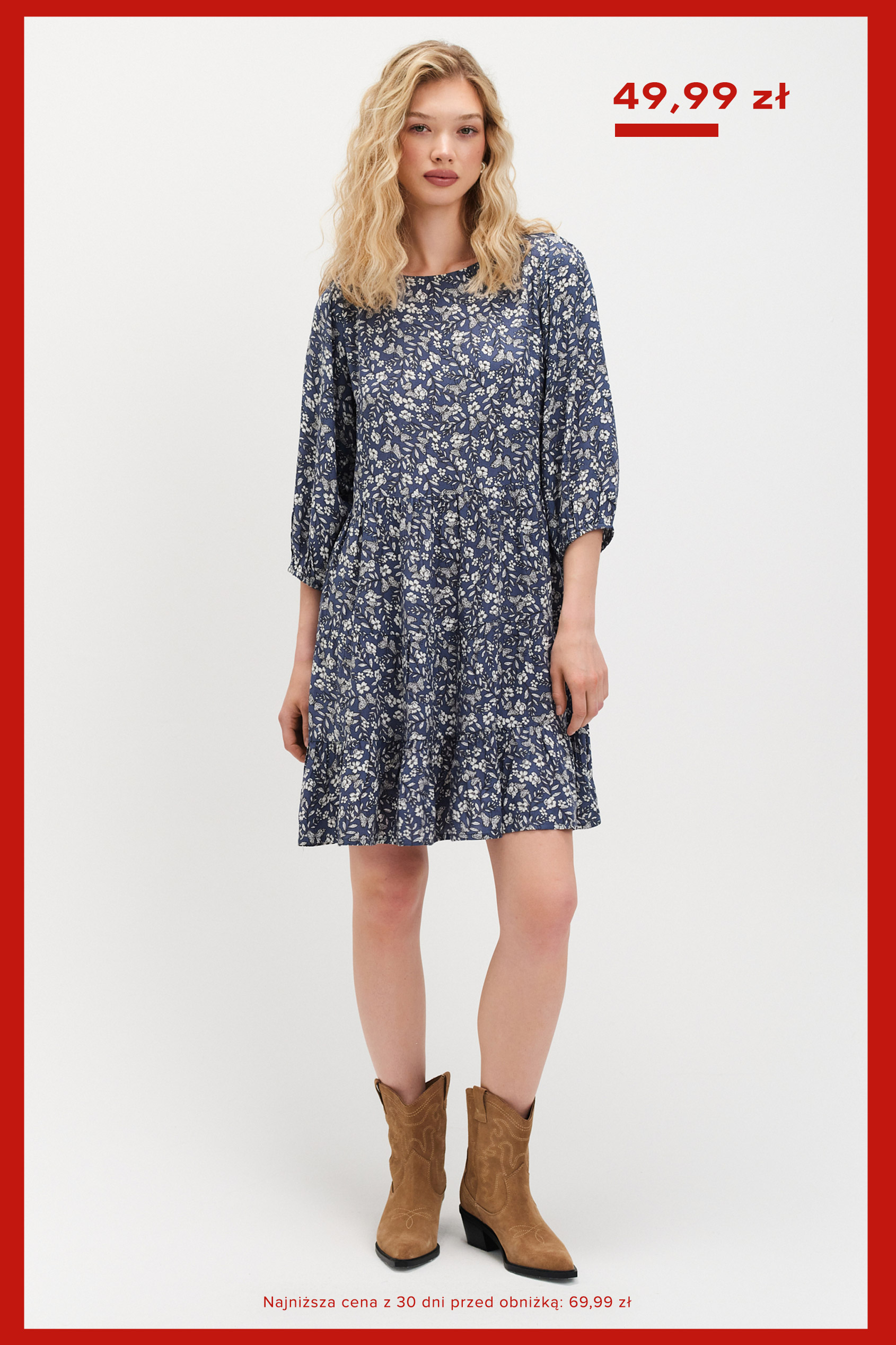 Sukienka mini z wzorem w drobne kwiaty