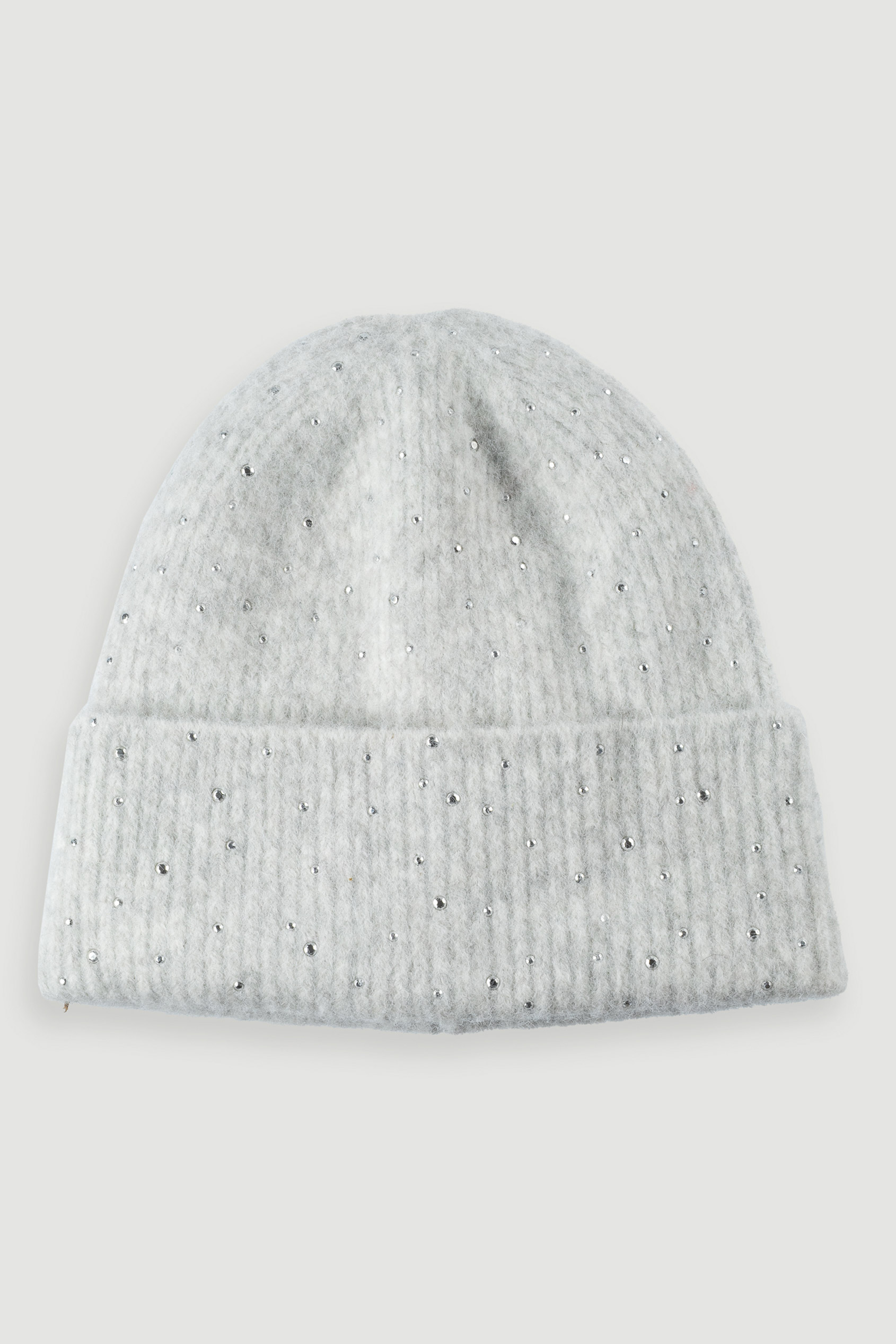Jasnoszara czapka beanie z wełną Jasnoszara czapka beanie z wełną