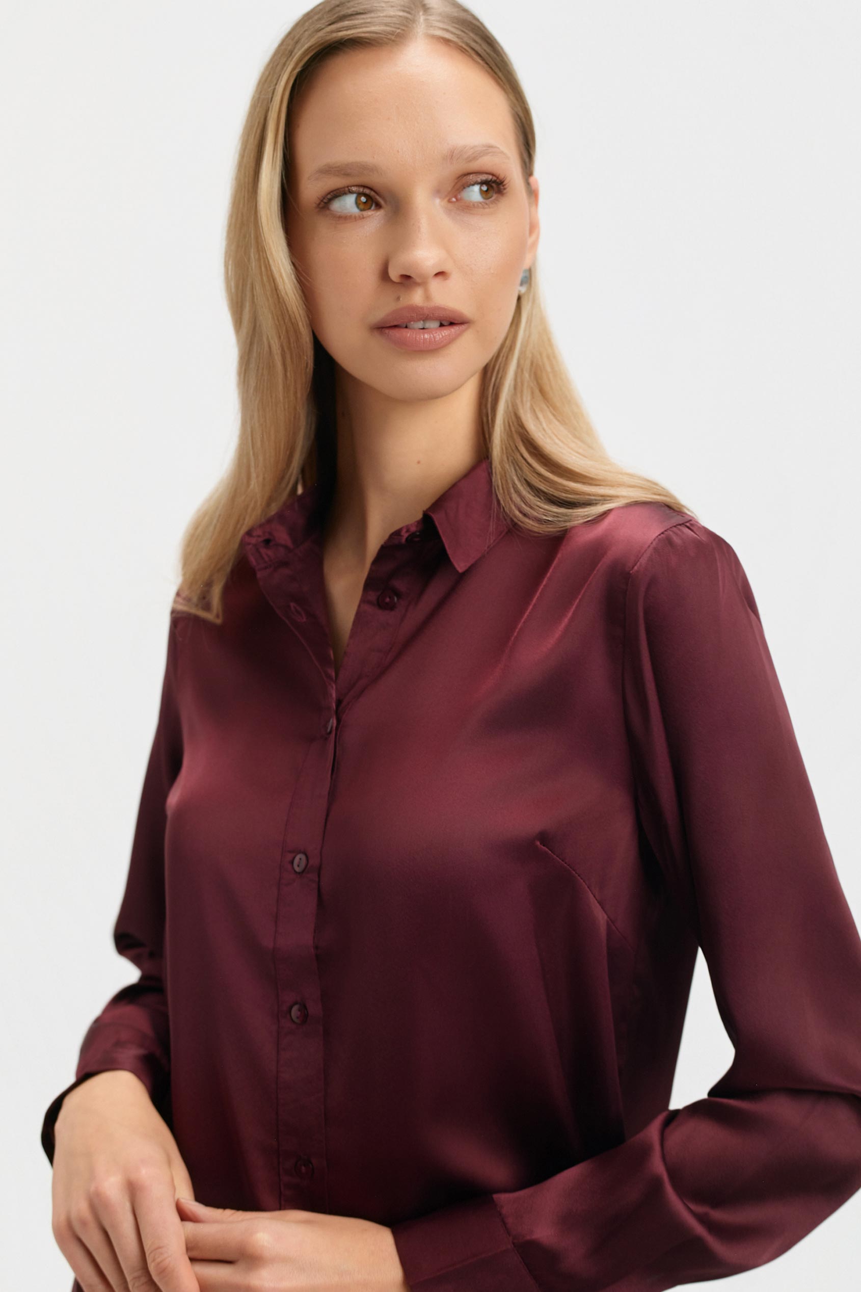 Satynowa koszula czekoladowy brąz Satynowa koszula czekoladowy brąz