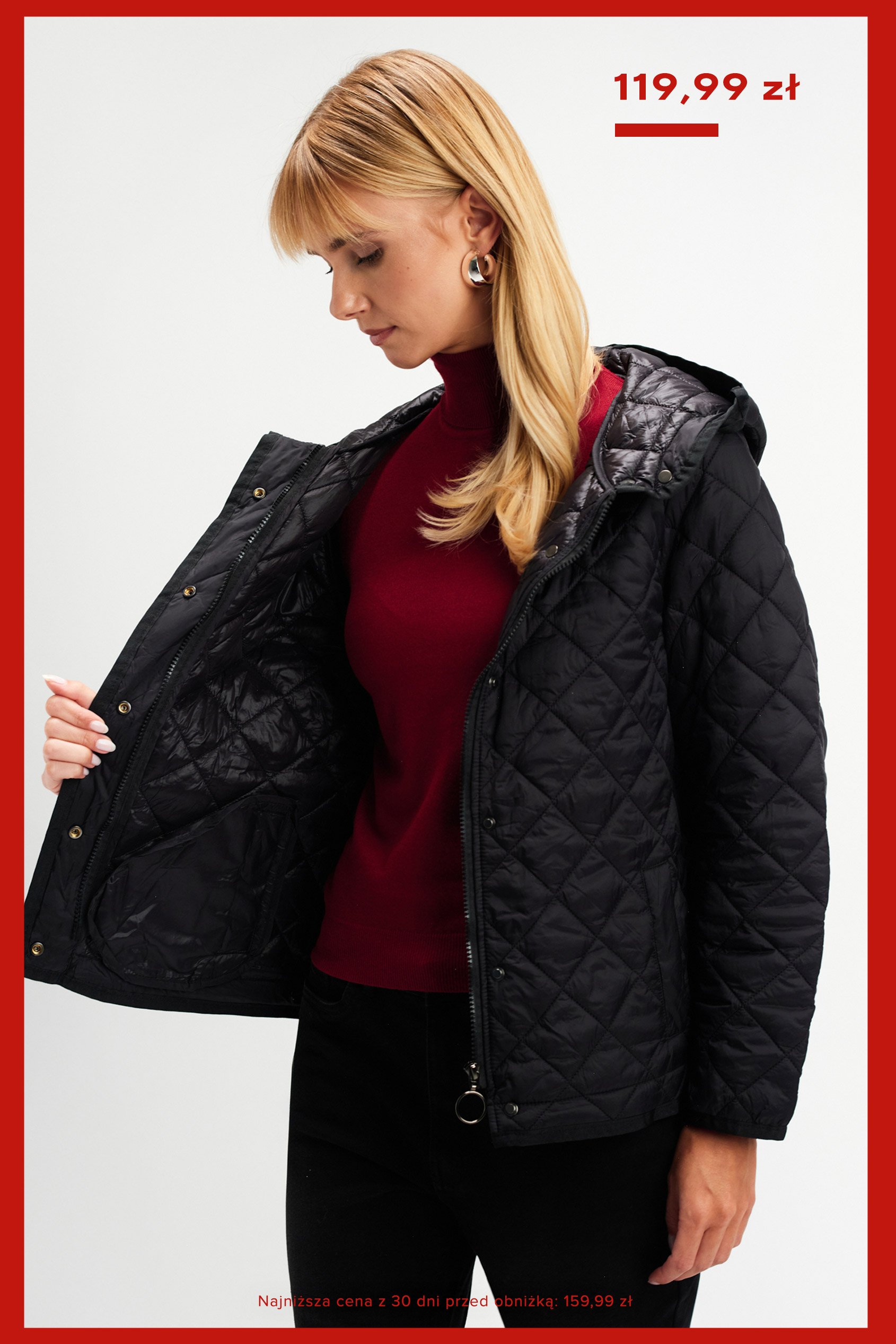 Czarna pikowana kurtka