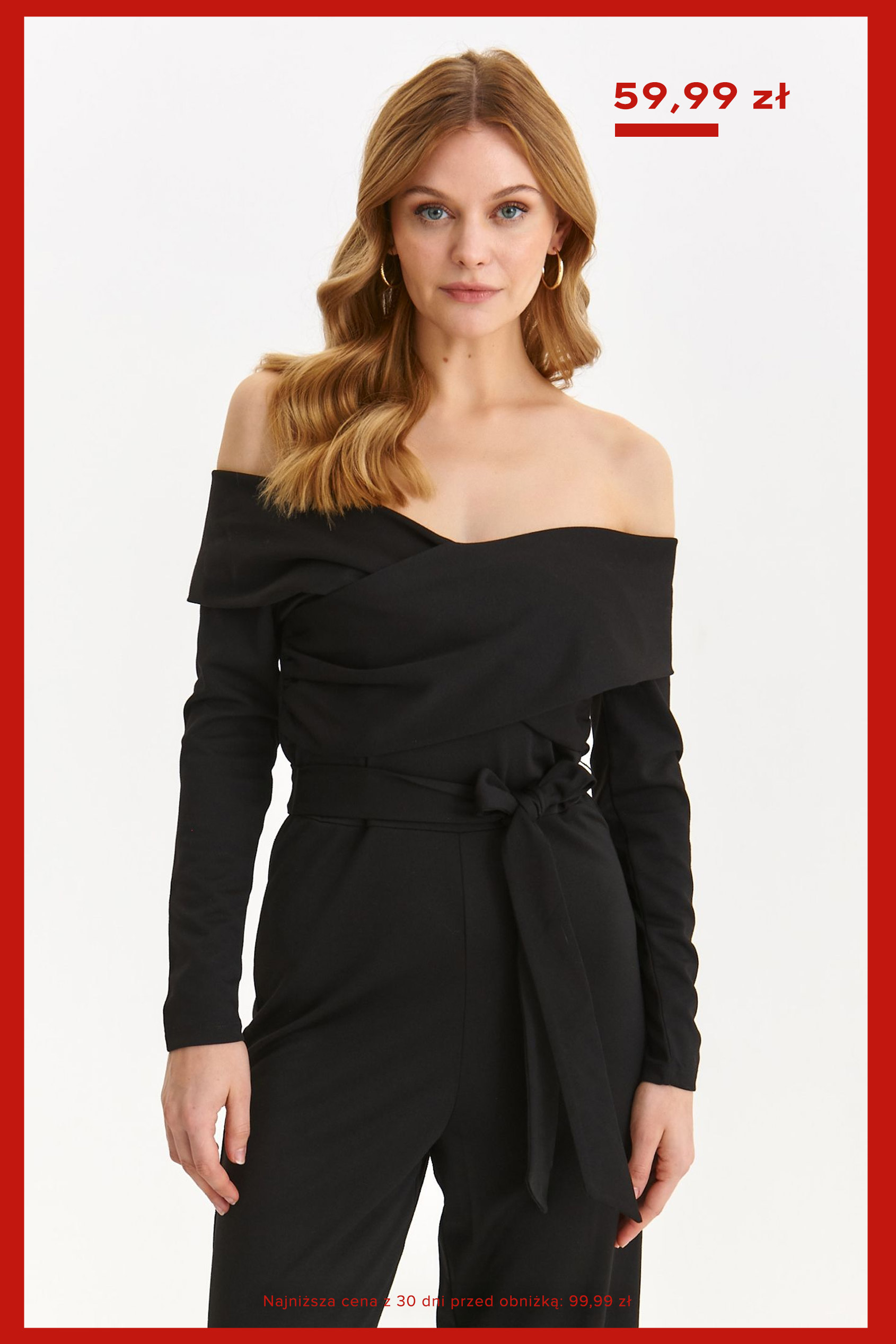 Dzianinowy kombinezon z odkrytymi ramionami Dzianinowy kombinezon z odkrytymi ramionami