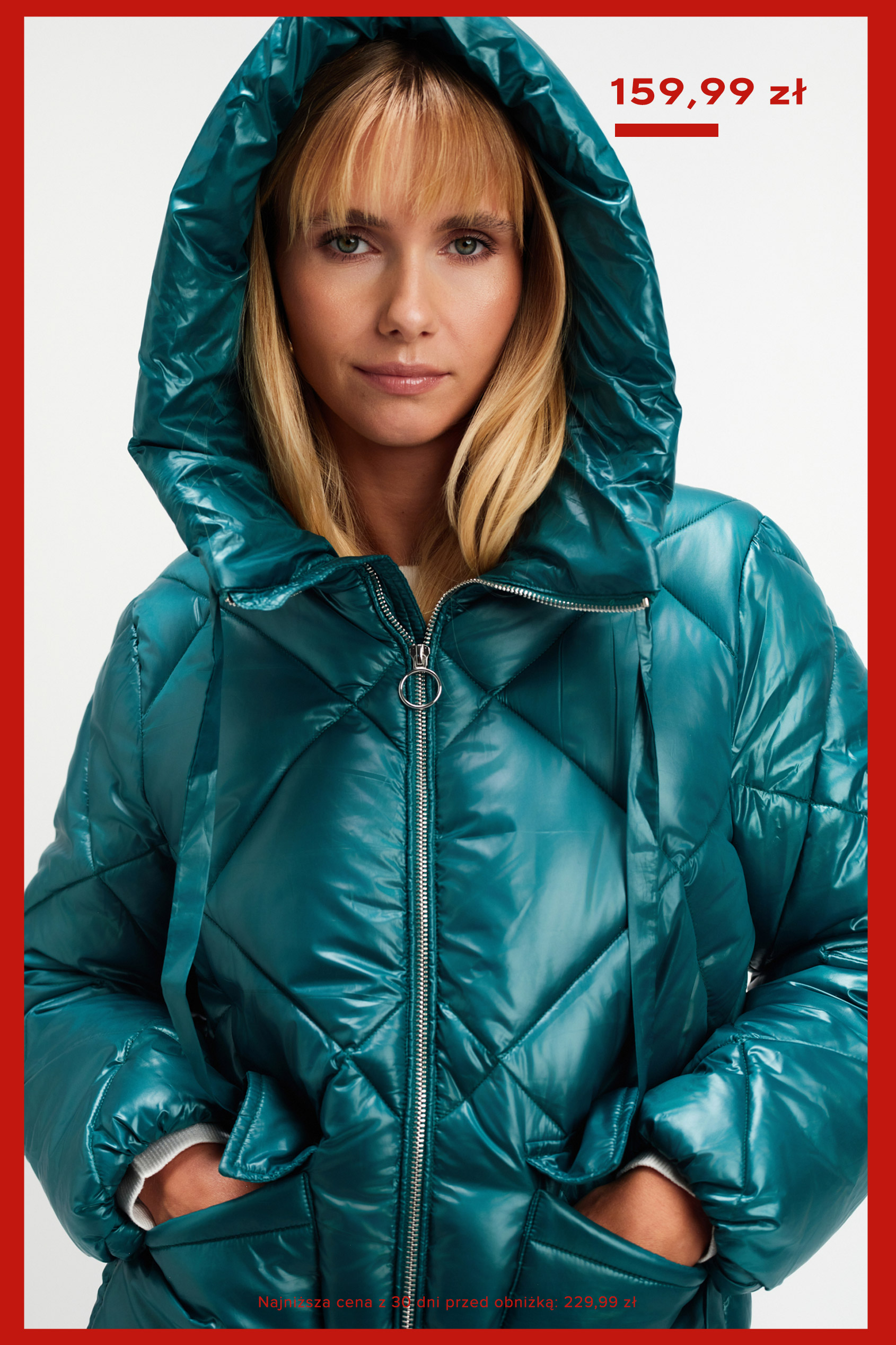 Pikowana turkusowa kurtka