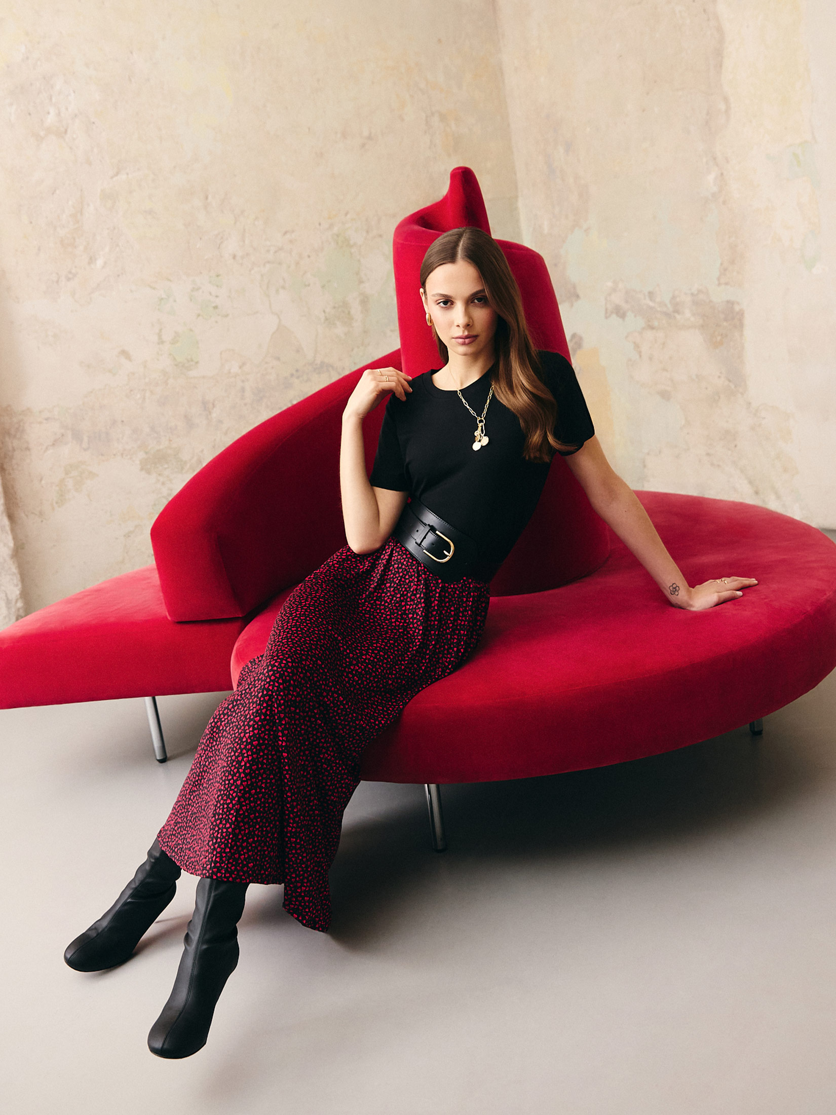 Plisowana spódnica z printem 