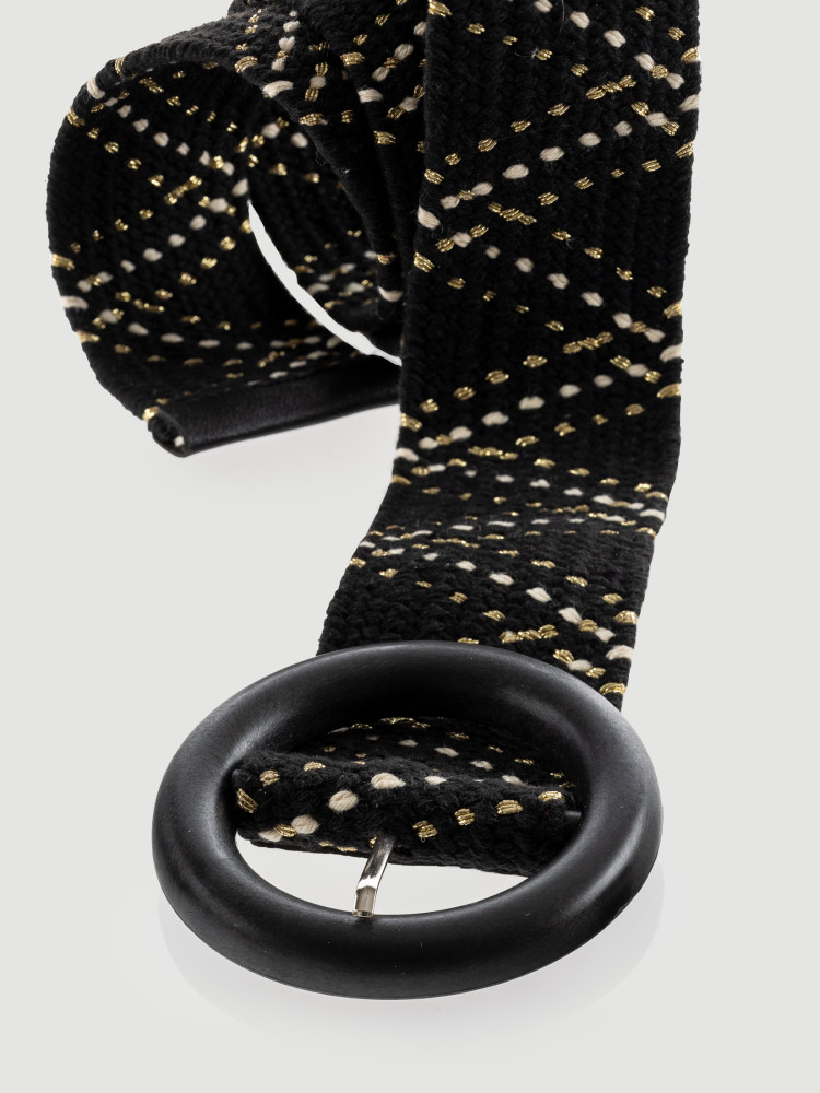 Czarny pasek z okrągłą klamrą  Czarny pasek z okrągłą klamrą