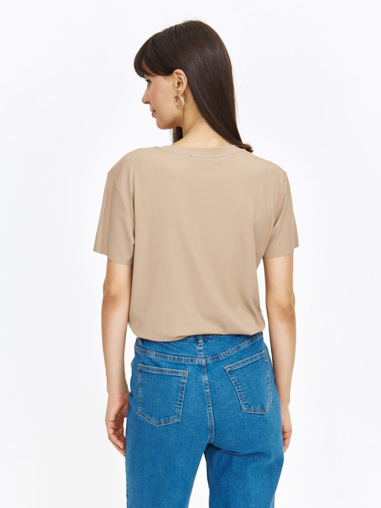 Beżowy t-shirt basic Beżowy t-shirt basic