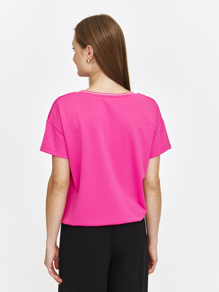 Różowa bluza casual z krótkim rękawem