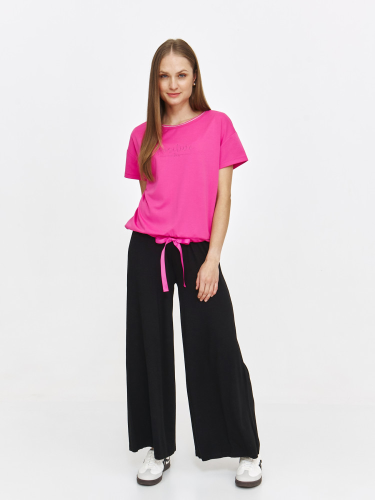 Różowa bluza casual z krótkim rękawem