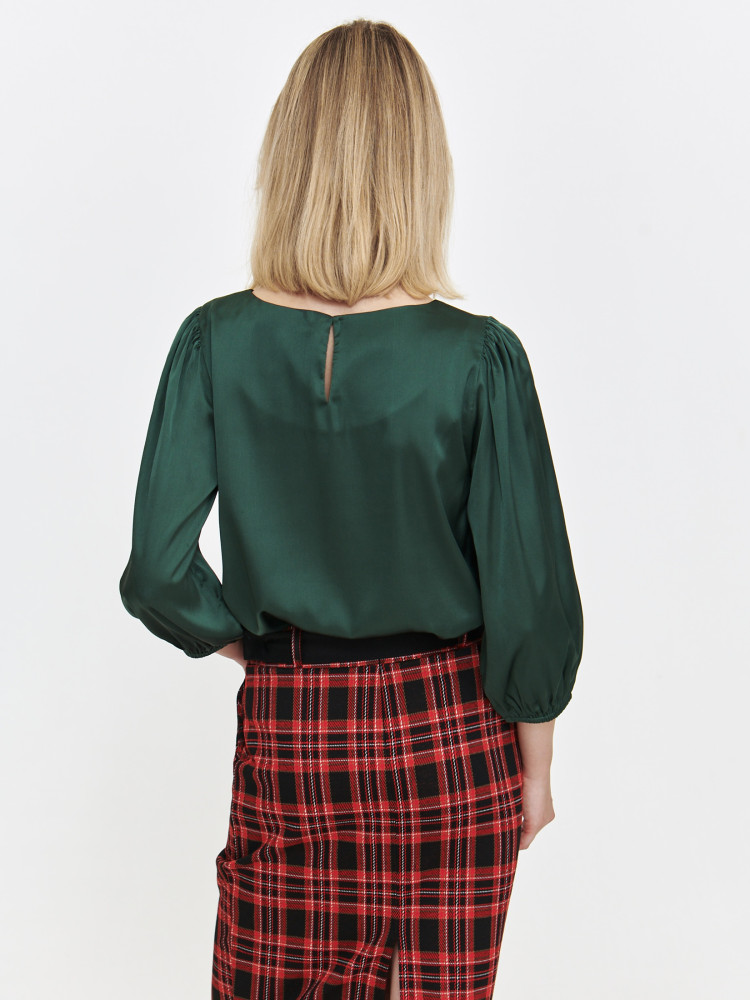 Ciemnozielona satynowa bluzka 
