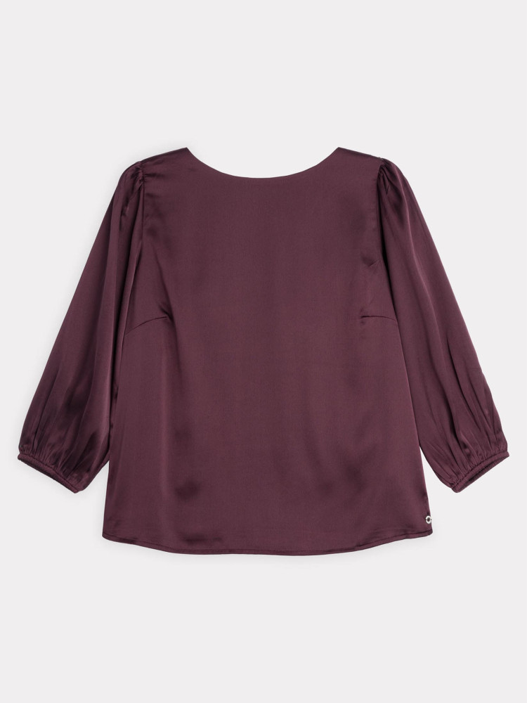 Satynowa bluzka z rękawem 3/4 