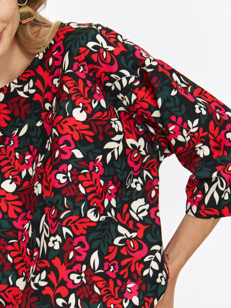 Bluzka z rękawem 3/4 w kwiatowy wzór