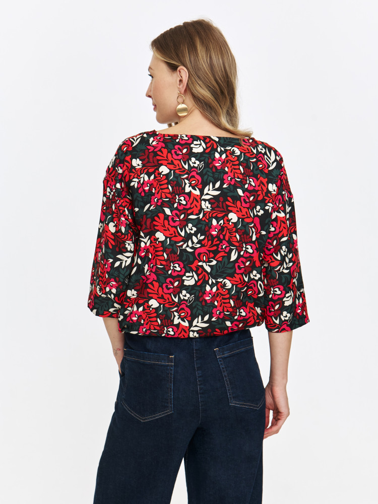 Bluzka z rękawem 3/4 w kwiatowy wzór